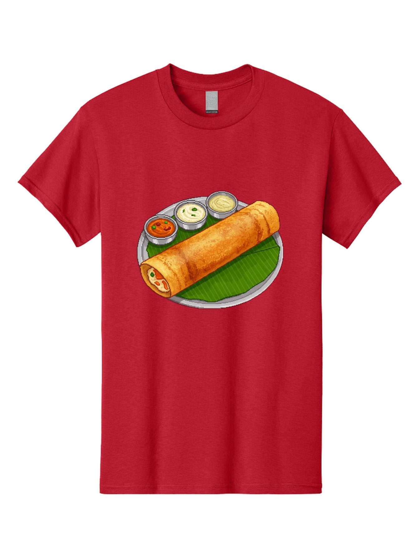 Dosa-With-Chutney-1 Men'S Graphic Tee, 100% Cotton, Comfortable Casual Summer Wear, Machine Washable, South Indian Cuisine, Traditional Breakfast, Dosa With Chutney, Indian Food, Savory Crepe, Fermented Rice, Delicious Dish, Baa543 11