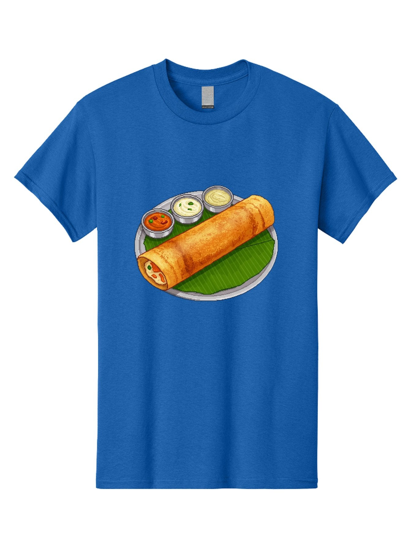 Dosa-With-Chutney-1 Men'S Graphic Tee, 100% Cotton, Comfortable Casual Summer Wear, Machine Washable, South Indian Cuisine, Traditional Breakfast, Dosa With Chutney, Indian Food, Savory Crepe, Fermented Rice, Delicious Dish, Baa543