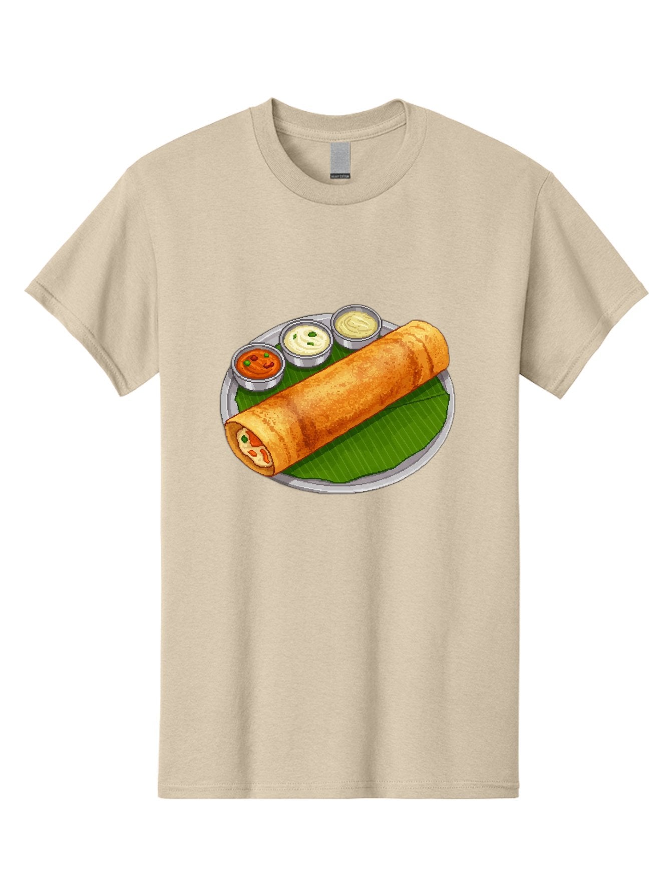Dosa-With-Chutney-1 Men'S Graphic Tee, 100% Cotton, Comfortable Casual Summer Wear, Machine Washable, South Indian Cuisine, Traditional Breakfast, Dosa With Chutney, Indian Food, Savory Crepe, Fermented Rice, Delicious Dish, Baa543 5