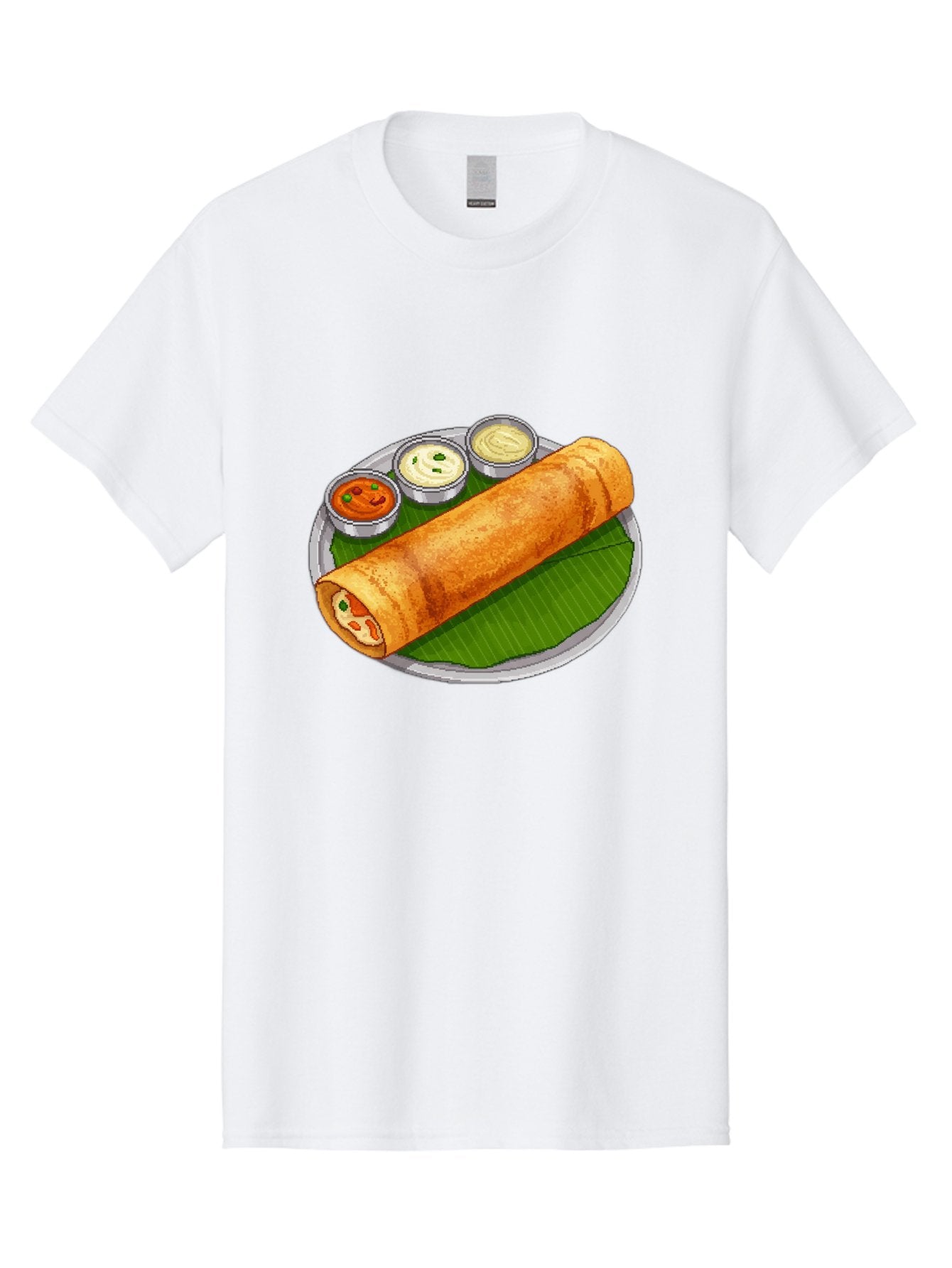 Dosa-With-Chutney-1 Men'S Graphic Tee, 100% Cotton, Comfortable Casual Summer Wear, Machine Washable, South Indian Cuisine, Traditional Breakfast, Dosa With Chutney, Indian Food, Savory Crepe, Fermented Rice, Delicious Dish, Baa543