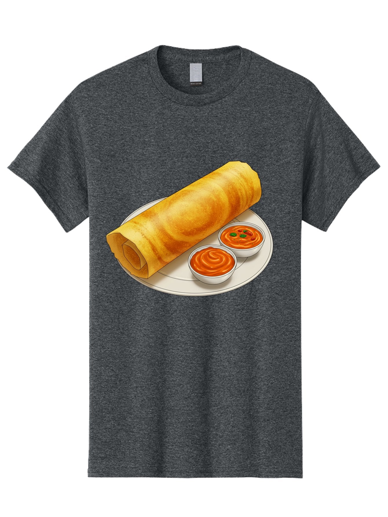 Dosa-With-Chutney Men'S Graphic Tee, 100% Cotton, Comfortable Casual Summer Wear, Machine Washable, Masala Dosa, South Indian Cuisine, Crepe, Spicy Chutney, Savory Dish, Indian Food, Traditional Breakfast, Delicious Meal, Food Illustration, Baa544 13