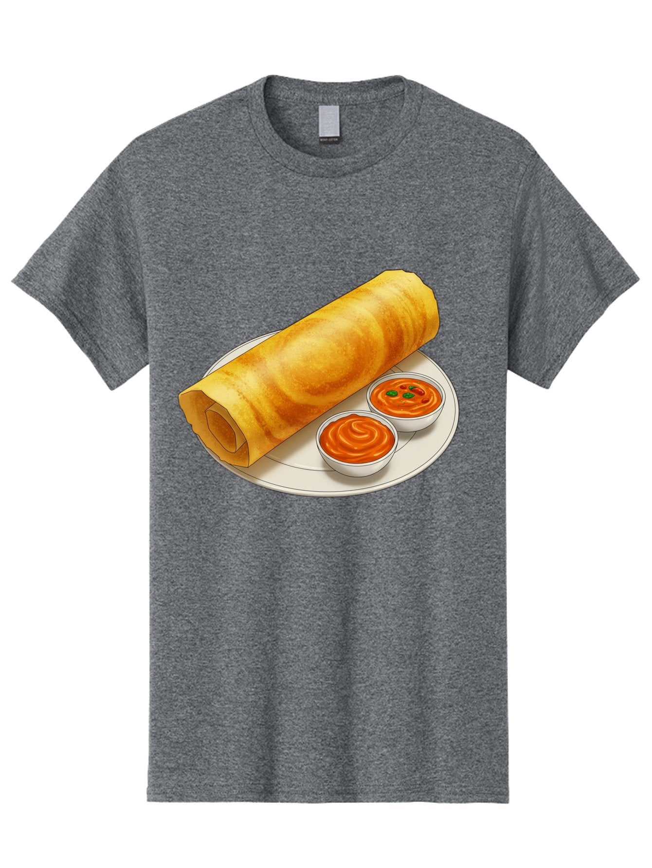 Dosa-With-Chutney Men'S Graphic Tee, 100% Cotton, Comfortable Casual Summer Wear, Machine Washable, Masala Dosa, South Indian Cuisine, Crepe, Spicy Chutney, Savory Dish, Indian Food, Traditional Breakfast, Delicious Meal, Food Illustration, Baa544 14
