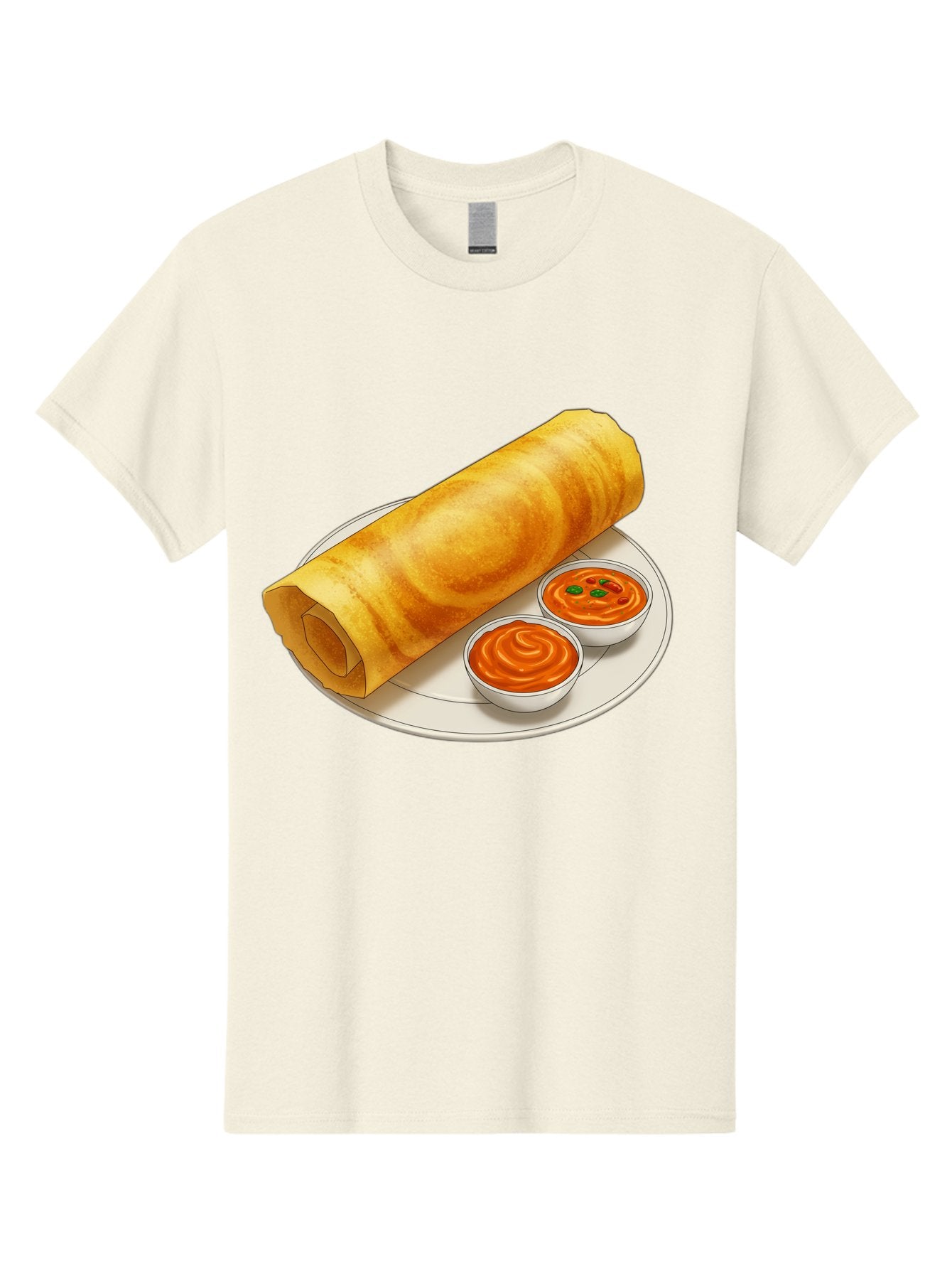 Dosa-With-Chutney Men'S Graphic Tee, 100% Cotton, Comfortable Casual Summer Wear, Machine Washable, Masala Dosa, South Indian Cuisine, Crepe, Spicy Chutney, Savory Dish, Indian Food, Traditional Breakfast, Delicious Meal, Food Illustration, Baa544 8