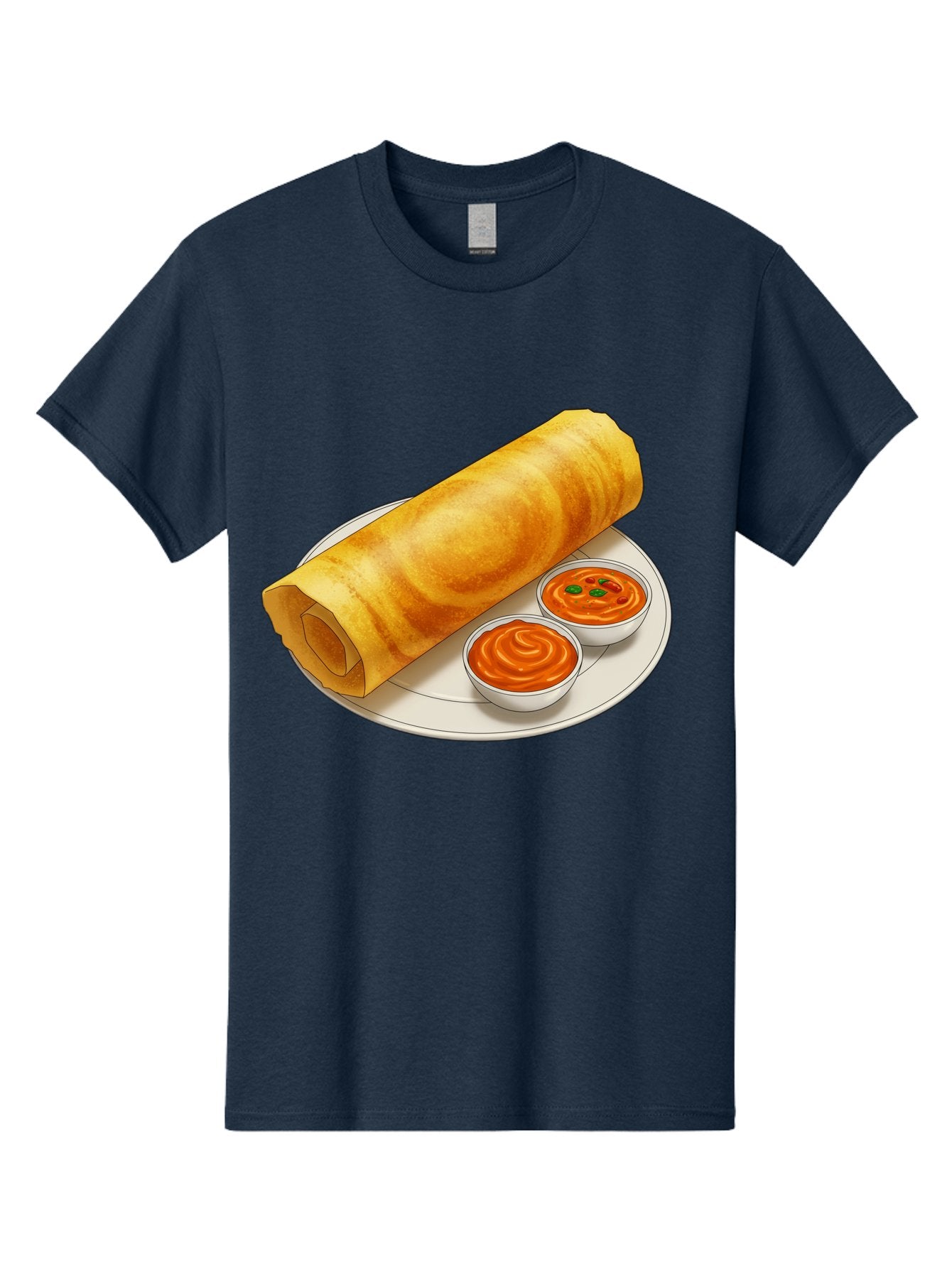 Dosa-With-Chutney Men'S Graphic Tee, 100% Cotton, Comfortable Casual Summer Wear, Machine Washable, Masala Dosa, South Indian Cuisine, Crepe, Spicy Chutney, Savory Dish, Indian Food, Traditional Breakfast, Delicious Meal, Food Illustration, Baa544 12