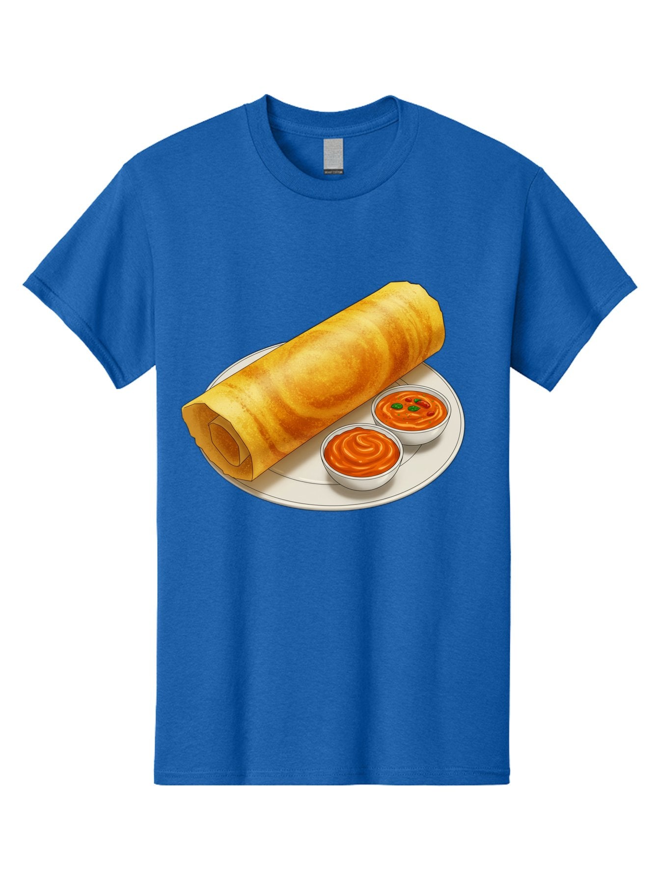 Dosa-With-Chutney Men'S Graphic Tee, 100% Cotton, Comfortable Casual Summer Wear, Machine Washable, Masala Dosa, South Indian Cuisine, Crepe, Spicy Chutney, Savory Dish, Indian Food, Traditional Breakfast, Delicious Meal, Food Illustration, Baa544 15