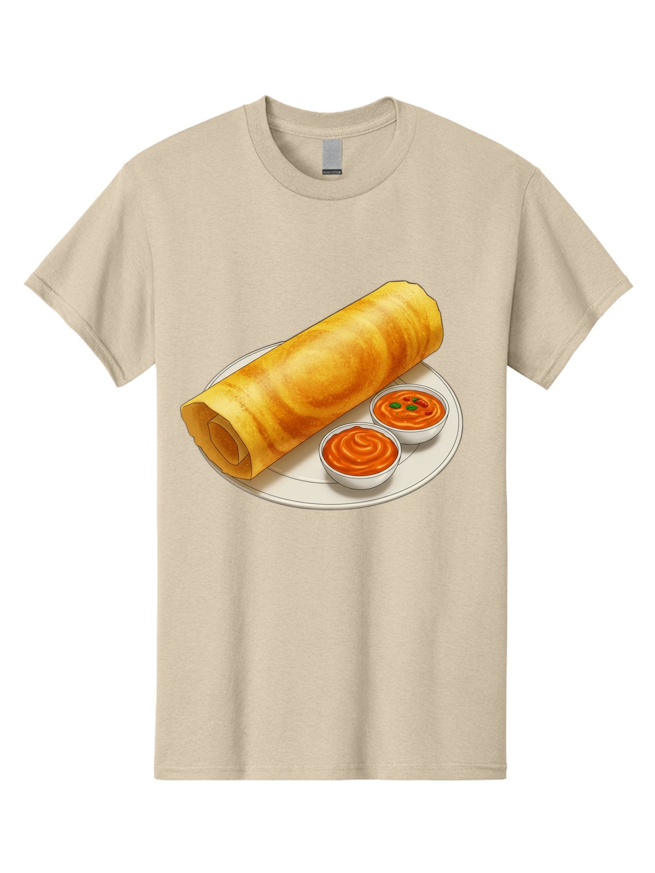 Dosa-With-Chutney Men'S Graphic Tee, 100% Cotton, Comfortable Casual Summer Wear, Machine Washable, Masala Dosa, South Indian Cuisine, Crepe, Spicy Chutney, Savory Dish, Indian Food, Traditional Breakfast, Delicious Meal, Food Illustration, Baa544 10