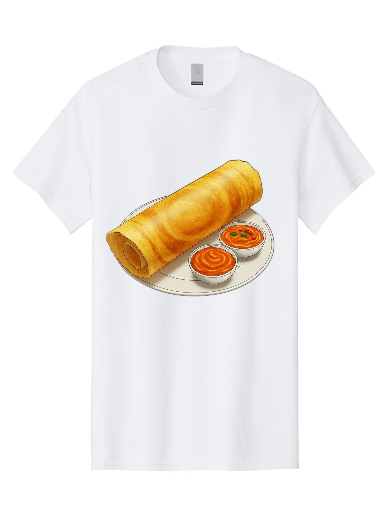 Dosa-With-Chutney Men'S Graphic Tee, 100% Cotton, Comfortable Casual Summer Wear, Machine Washable, Masala Dosa, South Indian Cuisine, Crepe, Spicy Chutney, Savory Dish, Indian Food, Traditional Breakfast, Delicious Meal, Food Illustration, Baa544 4