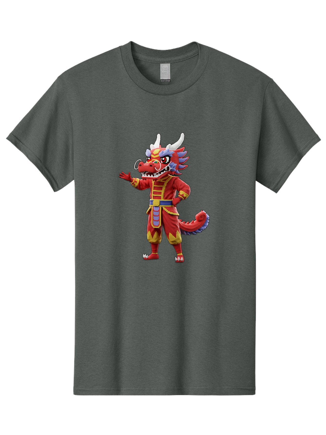 Dragon-Costume Men'S Graphic Tee, 100% Cotton, Comfortable Casual Summer Wear, Machine Washable, Cartoon Red Dragon, Dragon Costume, Chinese New Year, Red And Gold, Mythical Creature, Animated Character, Fantasy, Dragon Head, Costume Design, Baa549 9