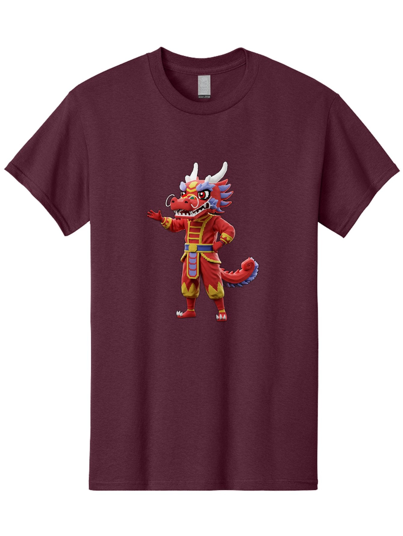 Dragon-Costume Men'S Graphic Tee, 100% Cotton, Comfortable Casual Summer Wear, Machine Washable, Cartoon Red Dragon, Dragon Costume, Chinese New Year, Red And Gold, Mythical Creature, Animated Character, Fantasy, Dragon Head, Costume Design, Baa549 11