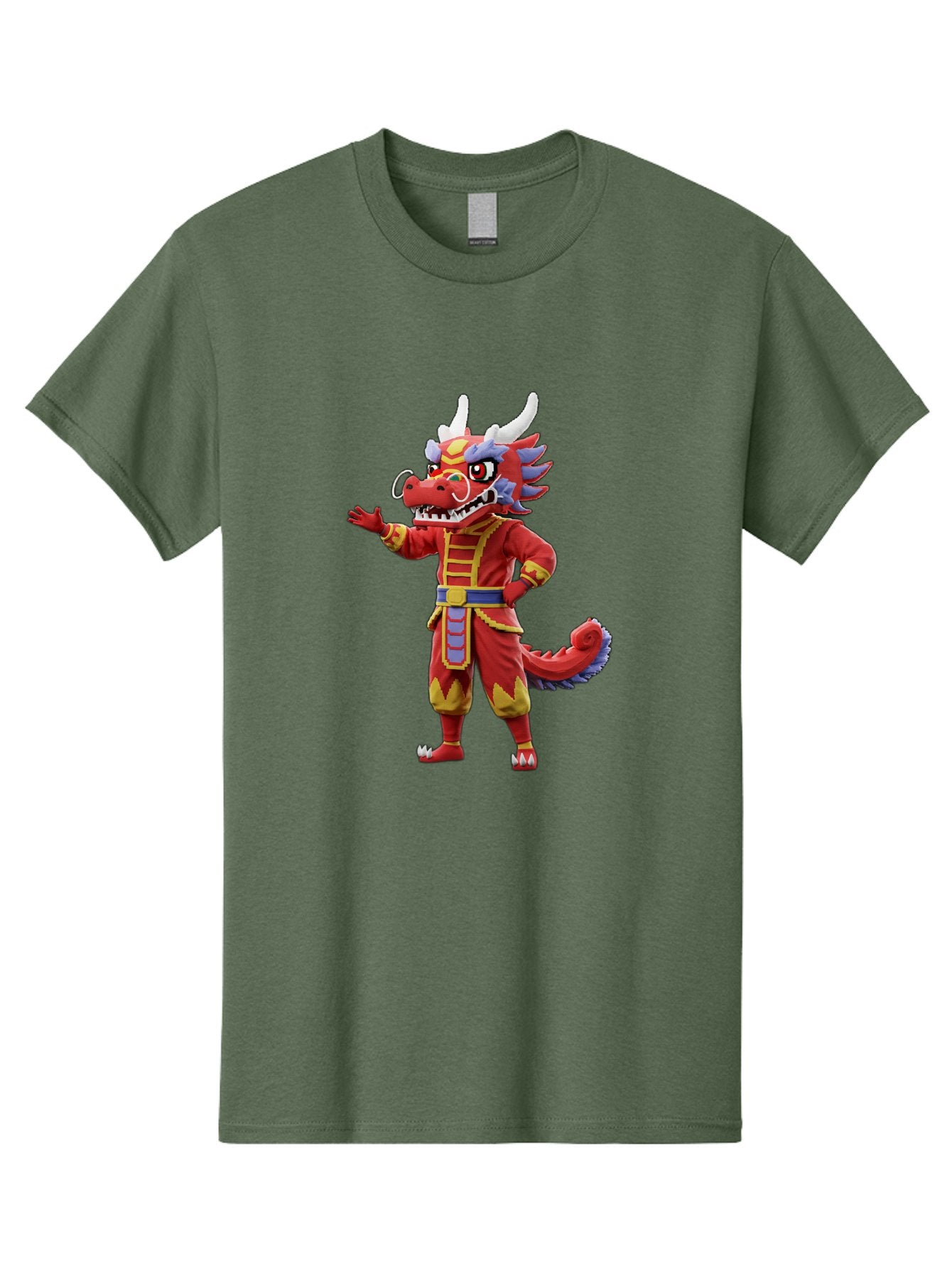 Dragon-Costume Men'S Graphic Tee, 100% Cotton, Comfortable Casual Summer Wear, Machine Washable, Cartoon Red Dragon, Dragon Costume, Chinese New Year, Red And Gold, Mythical Creature, Animated Character, Fantasy, Dragon Head, Costume Design, Baa549 13