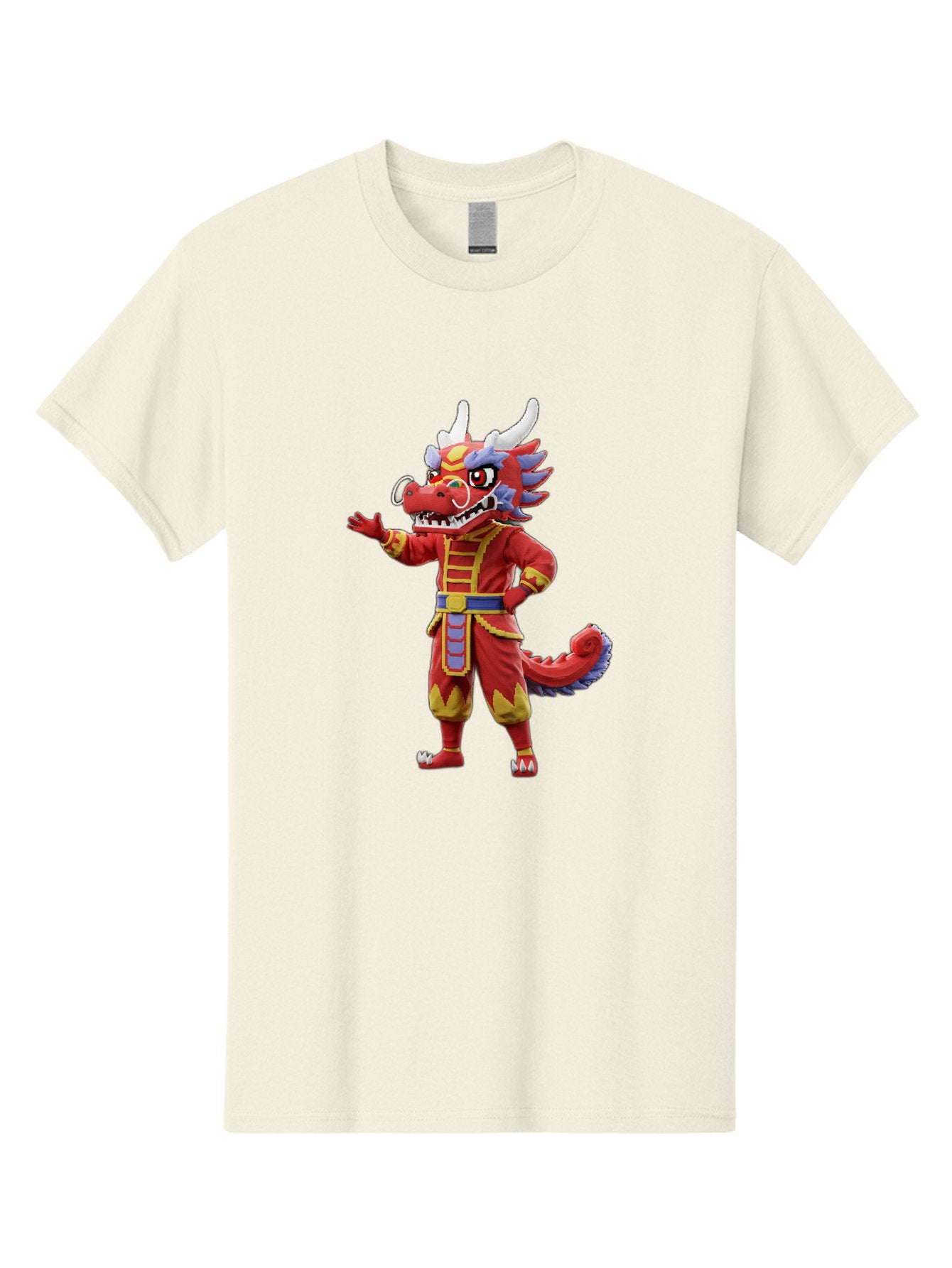 Dragon-Costume Men'S Graphic Tee, 100% Cotton, Comfortable Casual Summer Wear, Machine Washable, Cartoon Red Dragon, Dragon Costume, Chinese New Year, Red And Gold, Mythical Creature, Animated Character, Fantasy, Dragon Head, Costume Design, Baa549