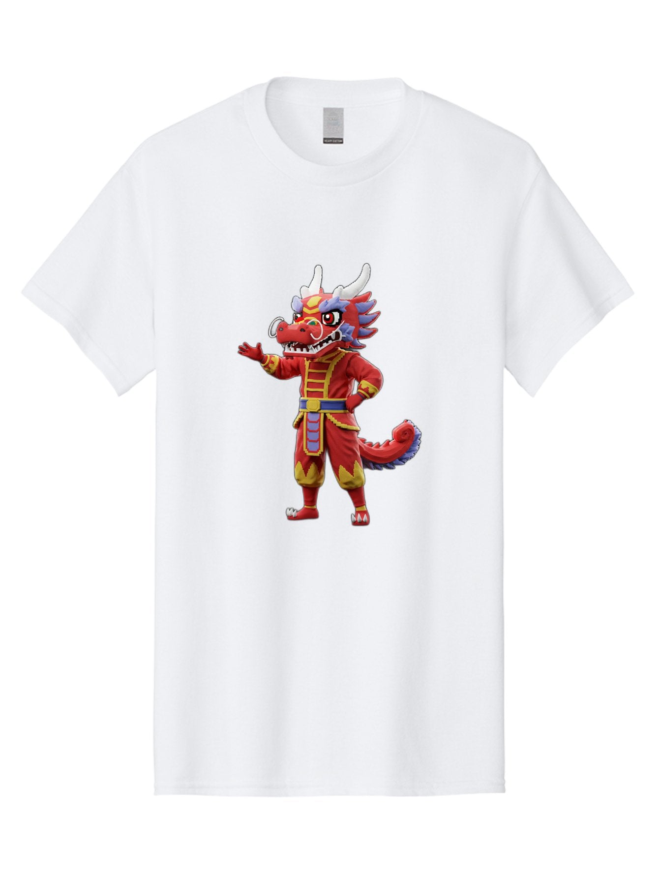 Dragon-Costume Men'S Graphic Tee, 100% Cotton, Comfortable Casual Summer Wear, Machine Washable, Cartoon Red Dragon, Dragon Costume, Chinese New Year, Red And Gold, Mythical Creature, Animated Character, Fantasy, Dragon Head, Costume Design, Baa549 6