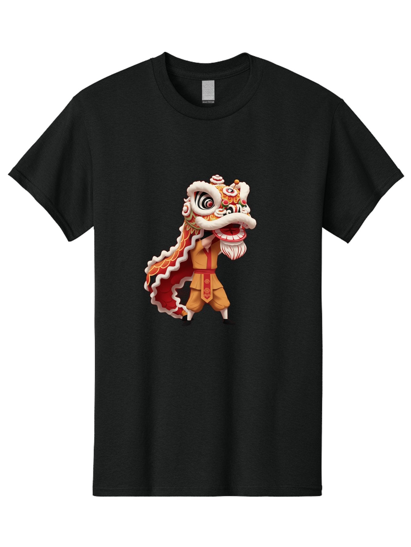 Dragon-Dance-1 Men'S Graphic Tee, 100% Cotton, Comfortable Casual Summer Wear, Machine Washable, Lion Dance Performance, Traditional Chinese Culture, Festive Atmosphere, Vibrant Colors, Energetic Dancer, Cultural Heritage, Baa550 7
