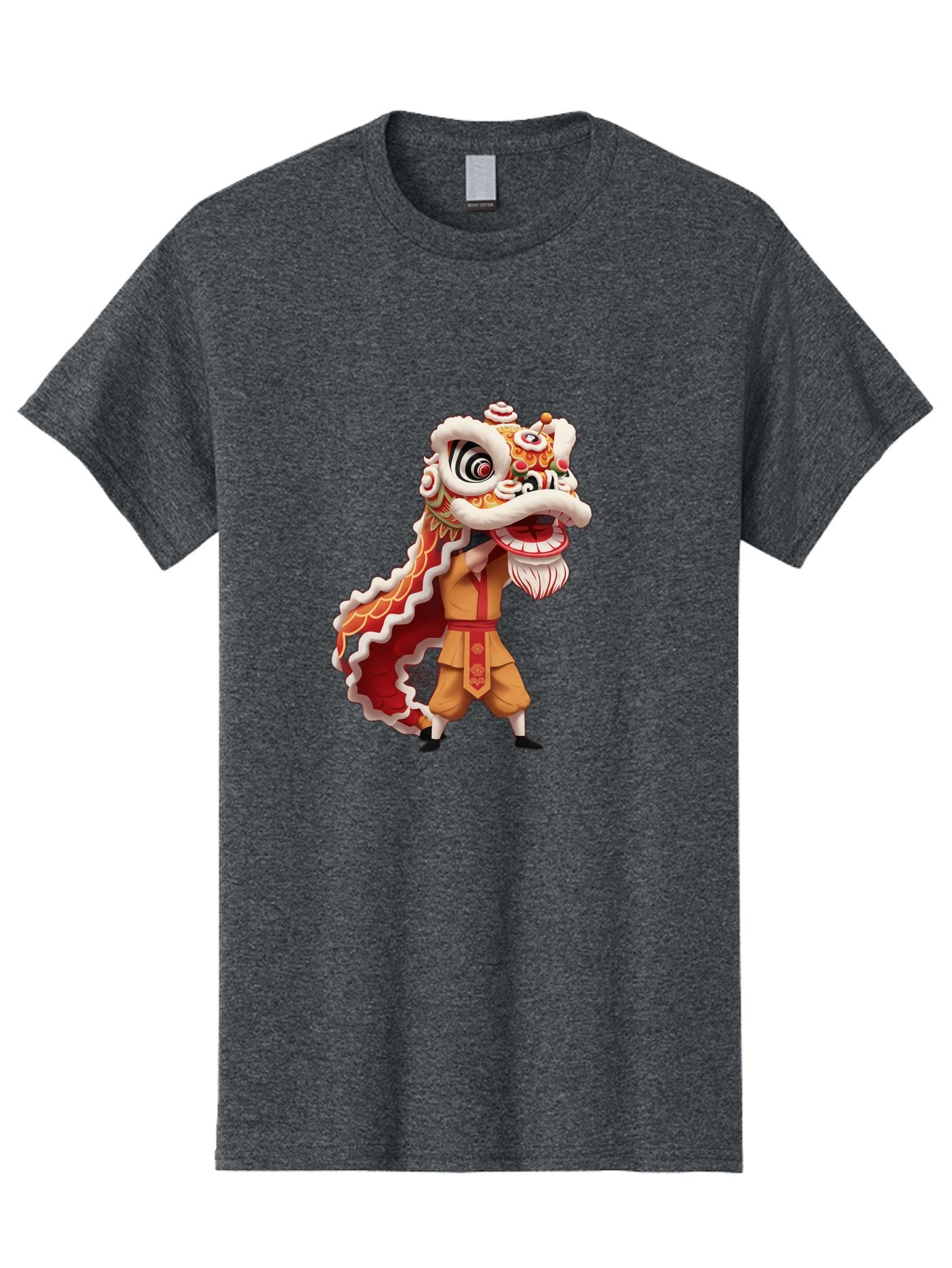 Dragon-Dance-1 Men'S Graphic Tee, 100% Cotton, Comfortable Casual Summer Wear, Machine Washable, Lion Dance Performance, Traditional Chinese Culture, Festive Atmosphere, Vibrant Colors, Energetic Dancer, Cultural Heritage, Baa550 3