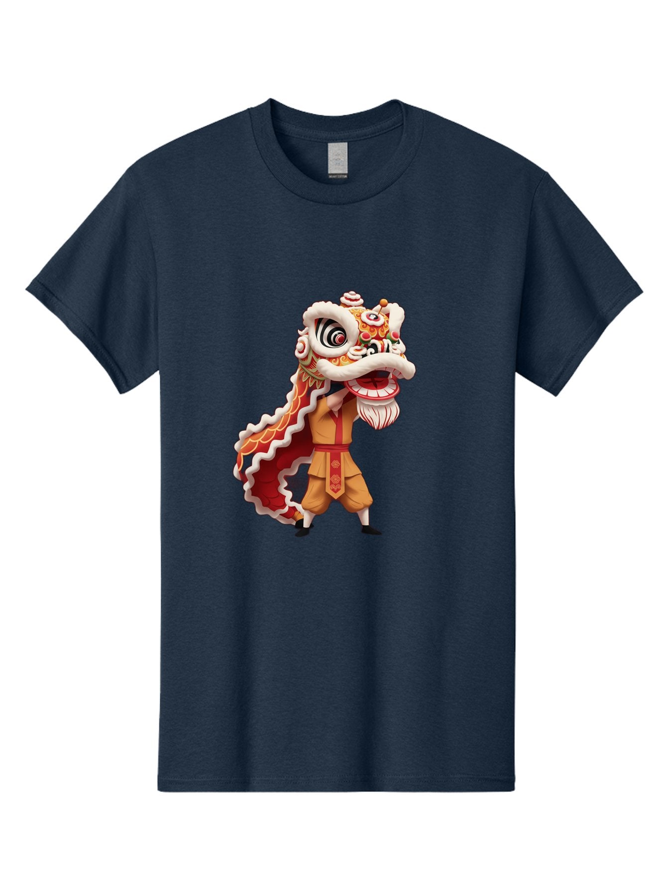 Dragon-Dance-1 Men'S Graphic Tee, 100% Cotton, Comfortable Casual Summer Wear, Machine Washable, Lion Dance Performance, Traditional Chinese Culture, Festive Atmosphere, Vibrant Colors, Energetic Dancer, Cultural Heritage, Baa550 14
