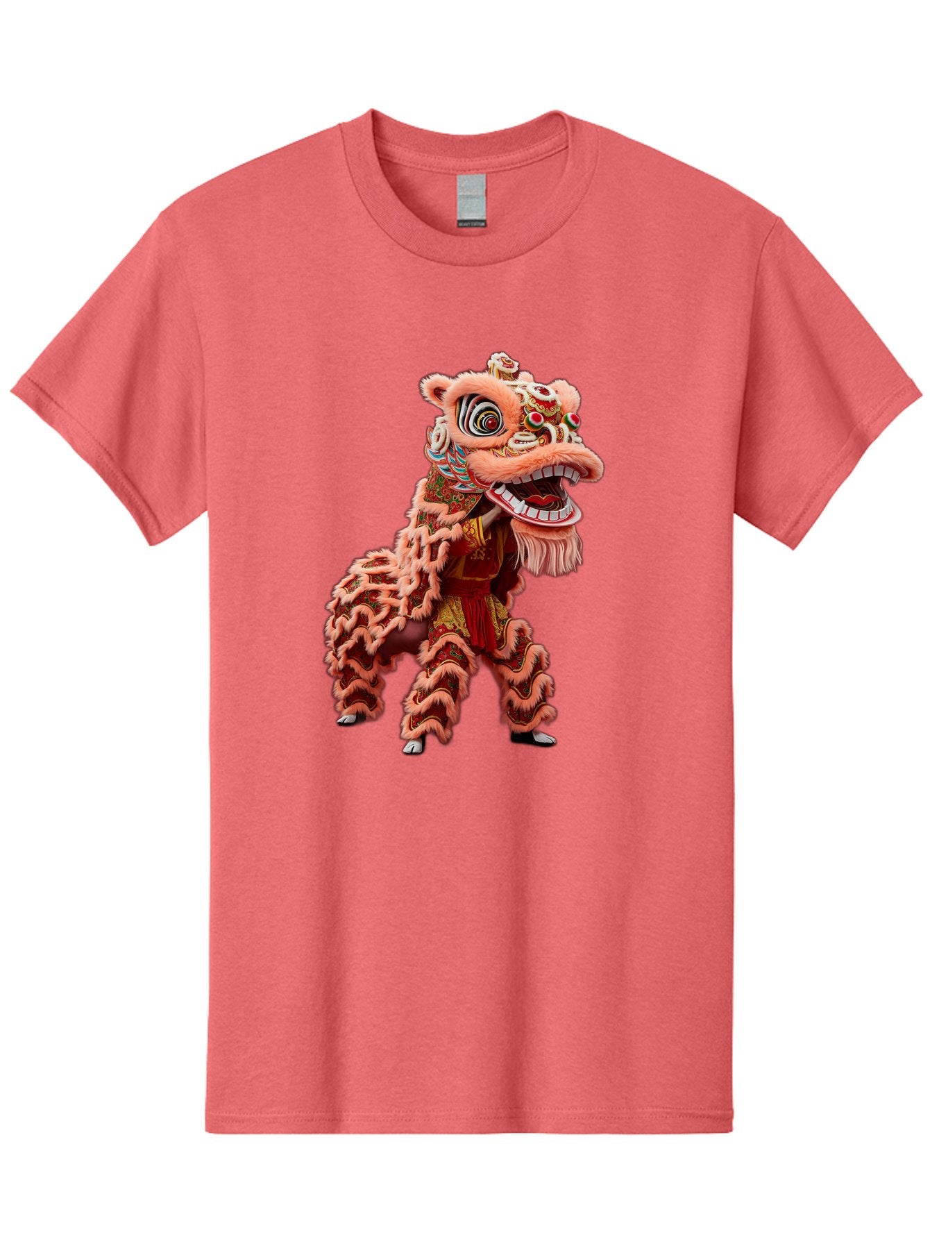 Dragon-Dance-2 Men'S Graphic Tee, 100% Cotton, Comfortable Casual Summer Wear, Machine Washable, Traditional Lion Dance, Cultural Heritage, Chinese New Year, Festive Decorations, Vibrant Colors, Mythical Creature, Dynamic Pose, Baa551 12