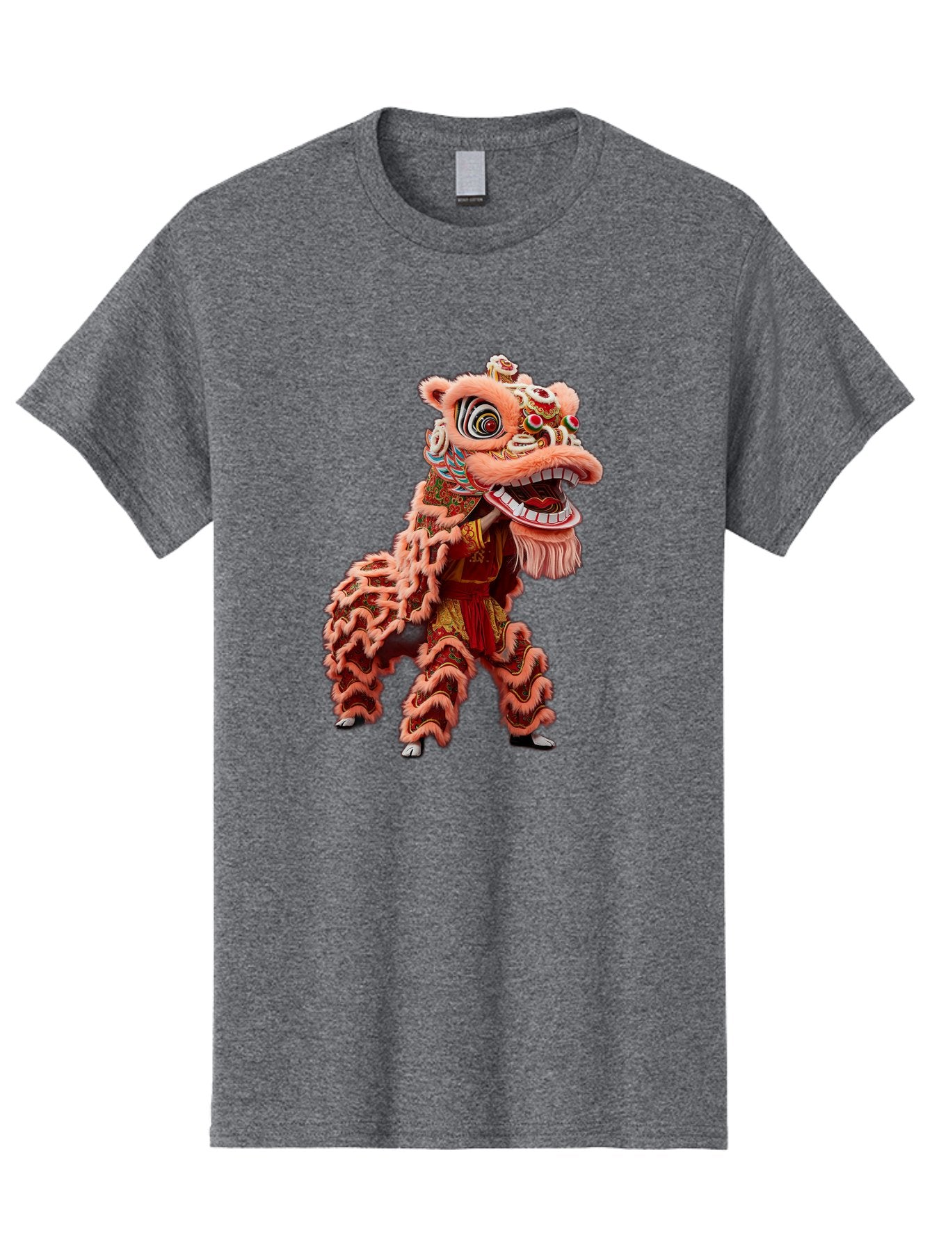 Dragon-Dance-2 Men'S Graphic Tee, 100% Cotton, Comfortable Casual Summer Wear, Machine Washable, Traditional Lion Dance, Cultural Heritage, Chinese New Year, Festive Decorations, Vibrant Colors, Mythical Creature, Dynamic Pose, Baa551