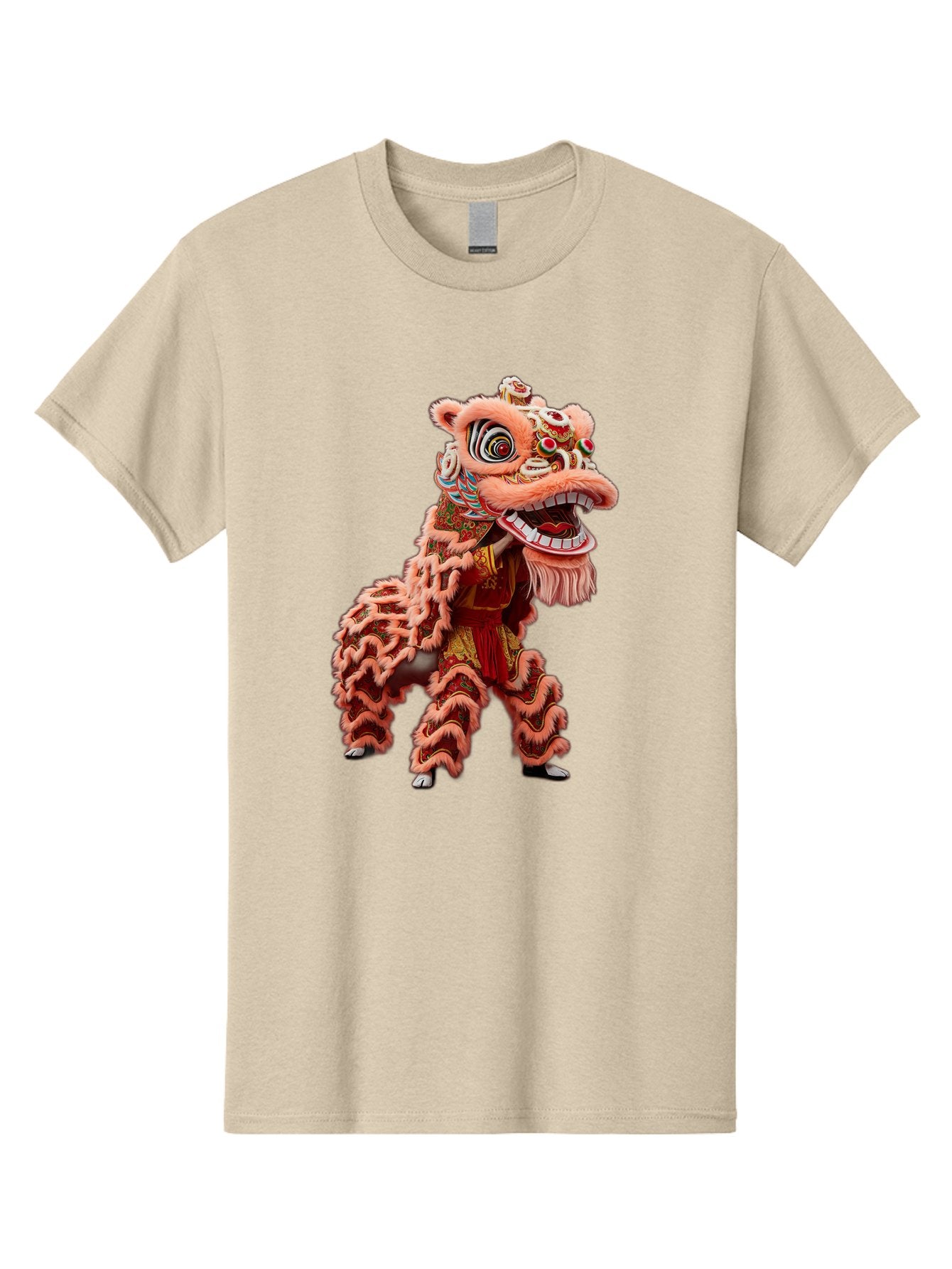 Dragon-Dance-2 Men'S Graphic Tee, 100% Cotton, Comfortable Casual Summer Wear, Machine Washable, Traditional Lion Dance, Cultural Heritage, Chinese New Year, Festive Decorations, Vibrant Colors, Mythical Creature, Dynamic Pose, Baa551 3