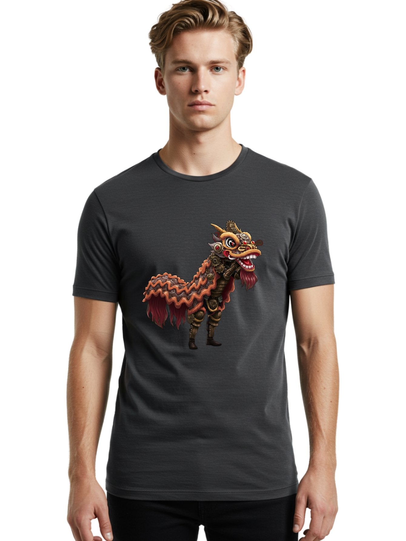 Dragon-Dance-Costume-2 Men'S Graphic Tee, 100% Cotton, Comfortable Casual Summer Wear, Machine Washable, Chinese Dragon Dance, Lion Dance Costume, Traditional Chinese Culture, Vibrant Colors, Festive Atmosphere, Mythical Creatures, Baa553 20