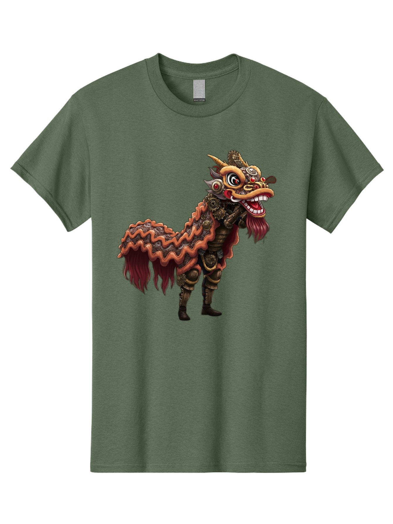 Dragon-Dance-Costume-2 Men'S Graphic Tee, 100% Cotton, Comfortable Casual Summer Wear, Machine Washable, Chinese Dragon Dance, Lion Dance Costume, Traditional Chinese Culture, Vibrant Colors, Festive Atmosphere, Mythical Creatures, Baa553 3