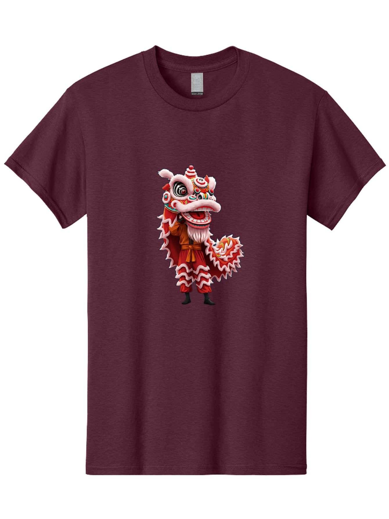 Dragon-Dance-Costume-3 Men'S Graphic Tee, 100% Cotton, Comfortable Casual Summer Wear, Machine Washable, Lion Dance Performance, Traditional Chinese Culture, Festive Atmosphere, Vibrant Colors, Cultural Heritage, Artistic Expression, Baa554