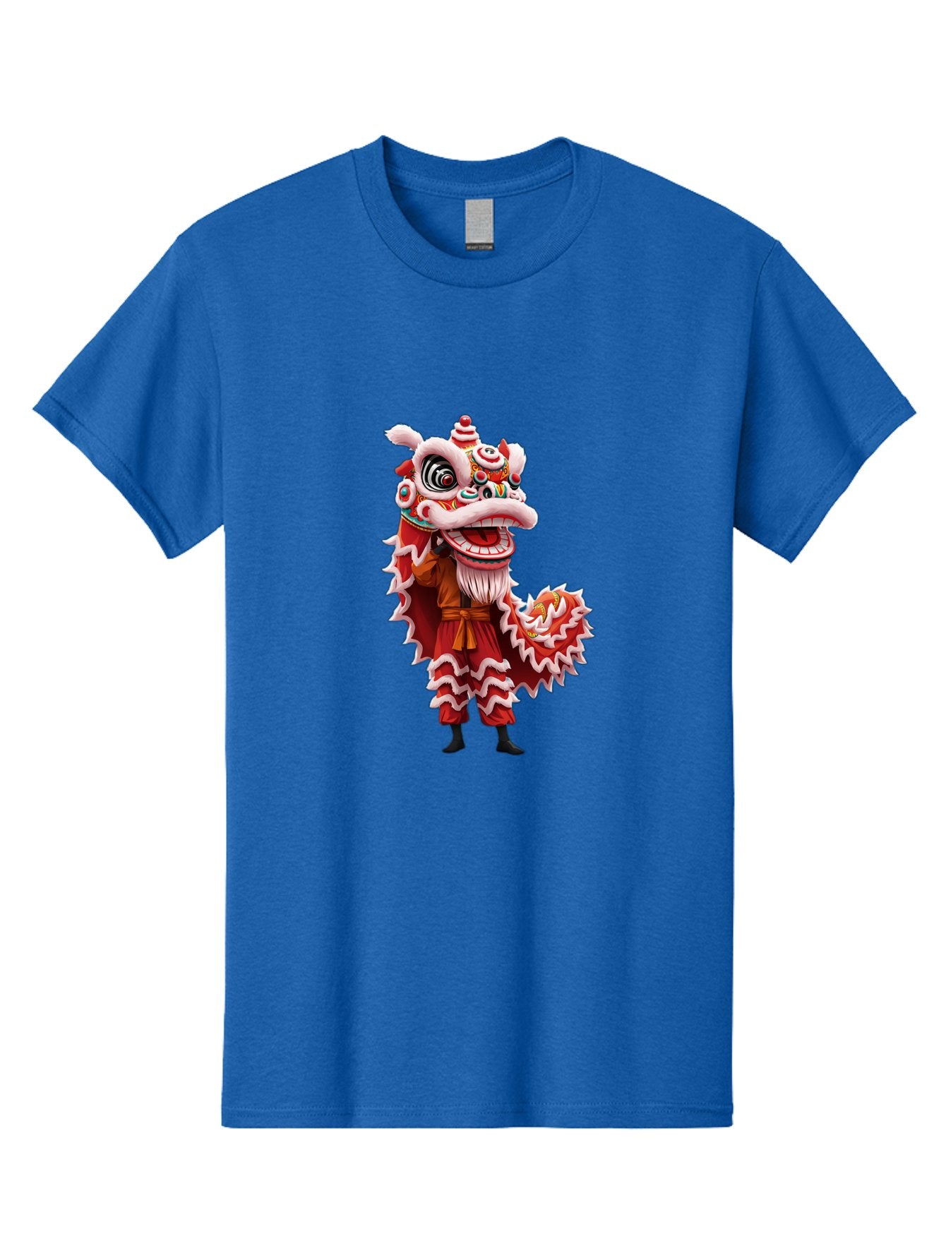 Dragon-Dance-Costume-3 Men'S Graphic Tee, 100% Cotton, Comfortable Casual Summer Wear, Machine Washable, Lion Dance Performance, Traditional Chinese Culture, Festive Atmosphere, Vibrant Colors, Cultural Heritage, Artistic Expression, Baa554 4