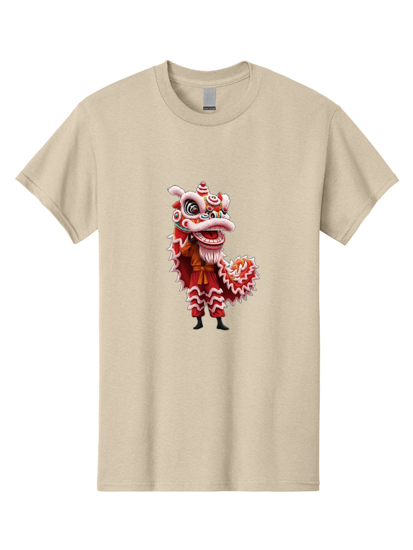 Dragon-Dance-Costume-3 Men'S Graphic Tee, 100% Cotton, Comfortable Casual Summer Wear, Machine Washable, Lion Dance Performance, Traditional Chinese Culture, Festive Atmosphere, Vibrant Colors, Cultural Heritage, Artistic Expression, Baa554 7