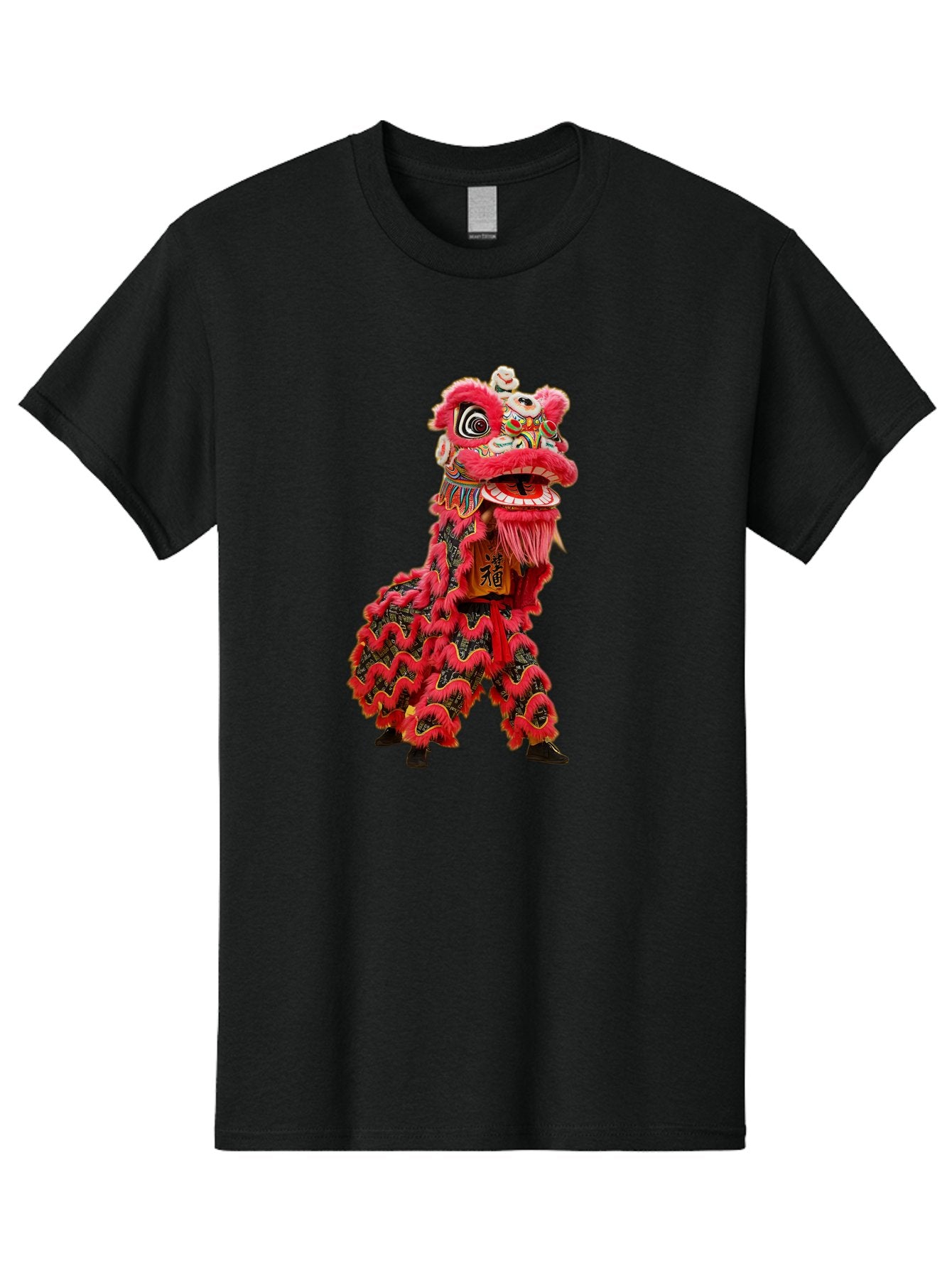 Dragon-Dance-Costume-4 Men'S Graphic Tee, 100% Cotton, Comfortable Casual Summer Wear, Machine Washable, Chinese Lion Dance, Traditional Costume, Vibrant Red Colors, Intricate Designs, Cultural Heritage, Festive Atmosphere, Lion Head, Baa555 11