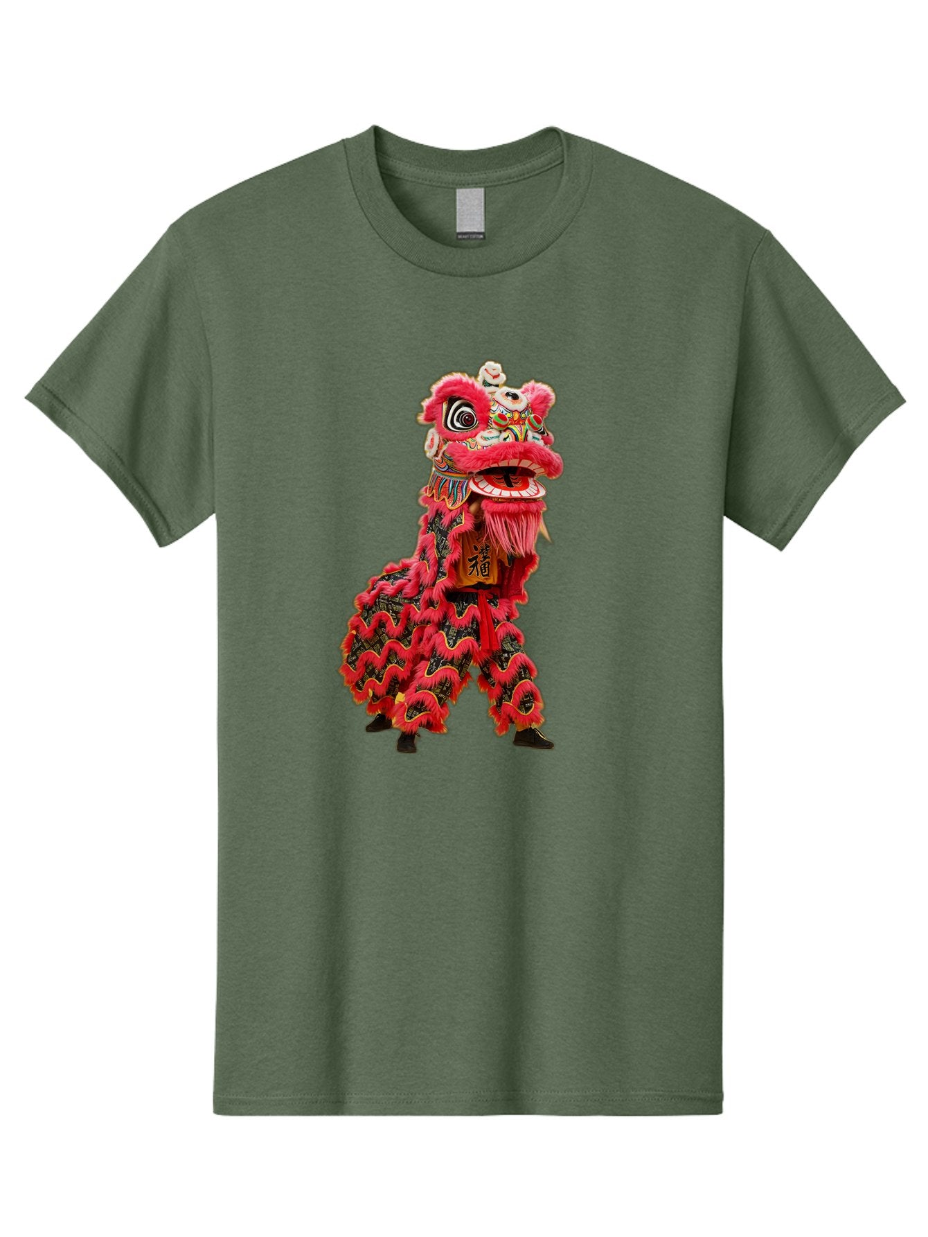 Dragon-Dance-Costume-4 Men'S Graphic Tee, 100% Cotton, Comfortable Casual Summer Wear, Machine Washable, Chinese Lion Dance, Traditional Costume, Vibrant Red Colors, Intricate Designs, Cultural Heritage, Festive Atmosphere, Lion Head, Baa555 9