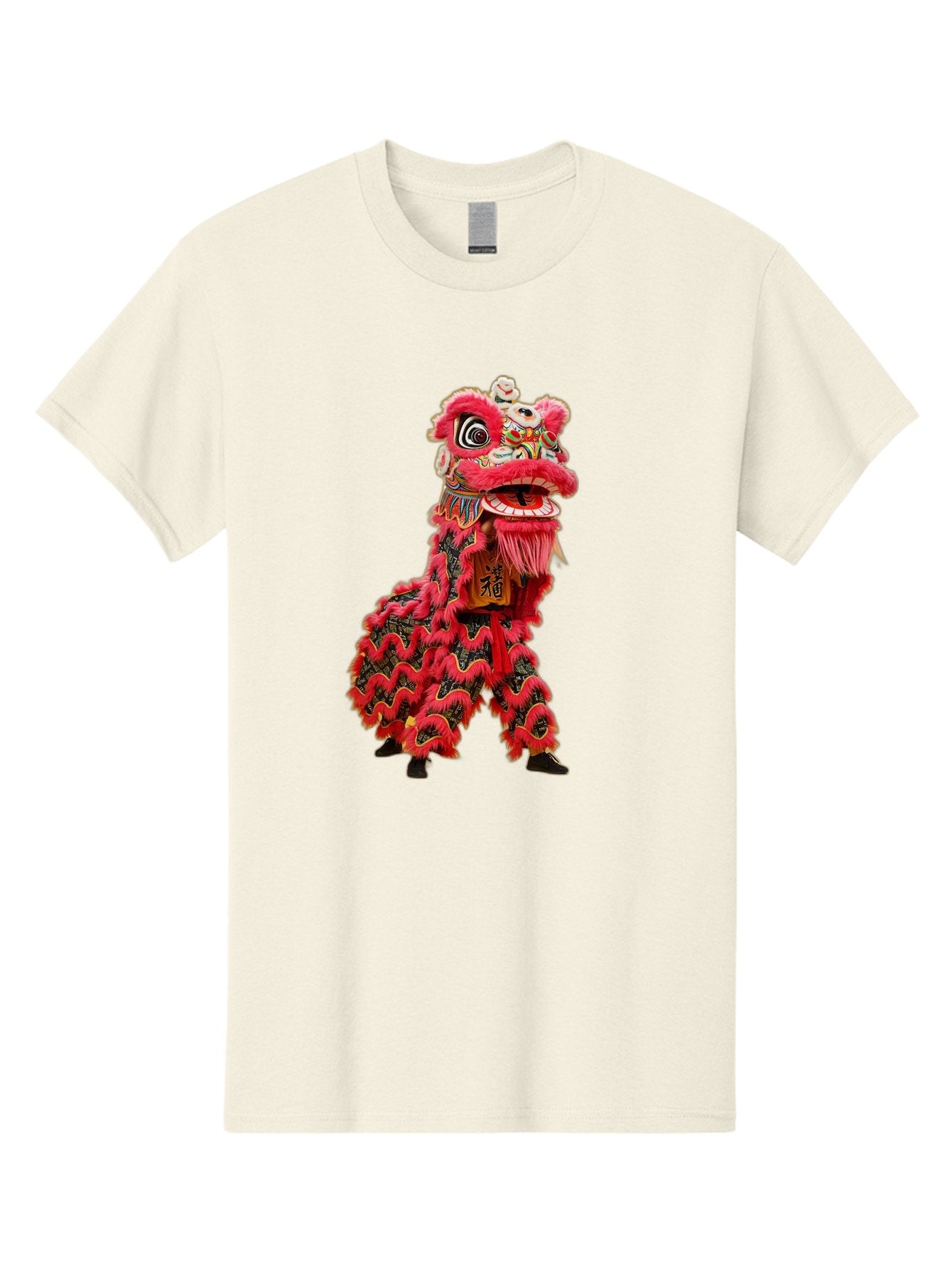 Dragon-Dance-Costume-4 Men'S Graphic Tee, 100% Cotton, Comfortable Casual Summer Wear, Machine Washable, Chinese Lion Dance, Traditional Costume, Vibrant Red Colors, Intricate Designs, Cultural Heritage, Festive Atmosphere, Lion Head, Baa555 5