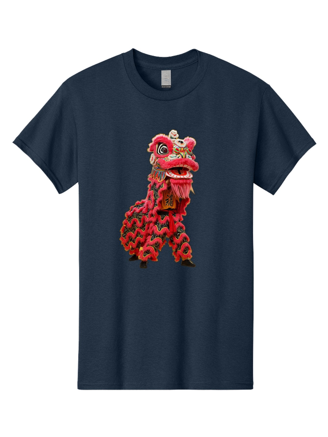 Dragon-Dance-Costume-4 Men'S Graphic Tee, 100% Cotton, Comfortable Casual Summer Wear, Machine Washable, Chinese Lion Dance, Traditional Costume, Vibrant Red Colors, Intricate Designs, Cultural Heritage, Festive Atmosphere, Lion Head, Baa555