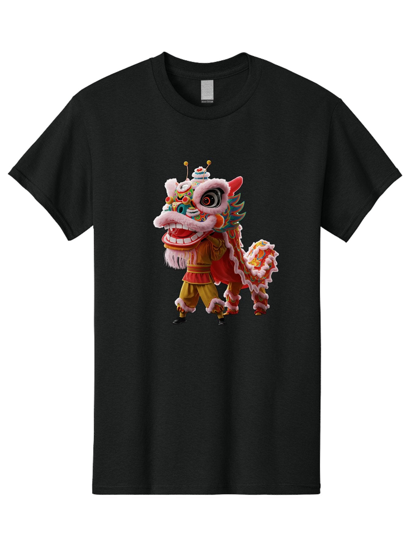 Dragon-Dance-Costume Men'S Graphic Tee, 100% Cotton, Comfortable Casual Summer Wear, Machine Washable, Lion Dance Costume, Traditional Chinese Dance, Vibrant Colors, Cultural Heritage, Festive Atmosphere, Mythical Creature, Chinese New Year, Baa556 9