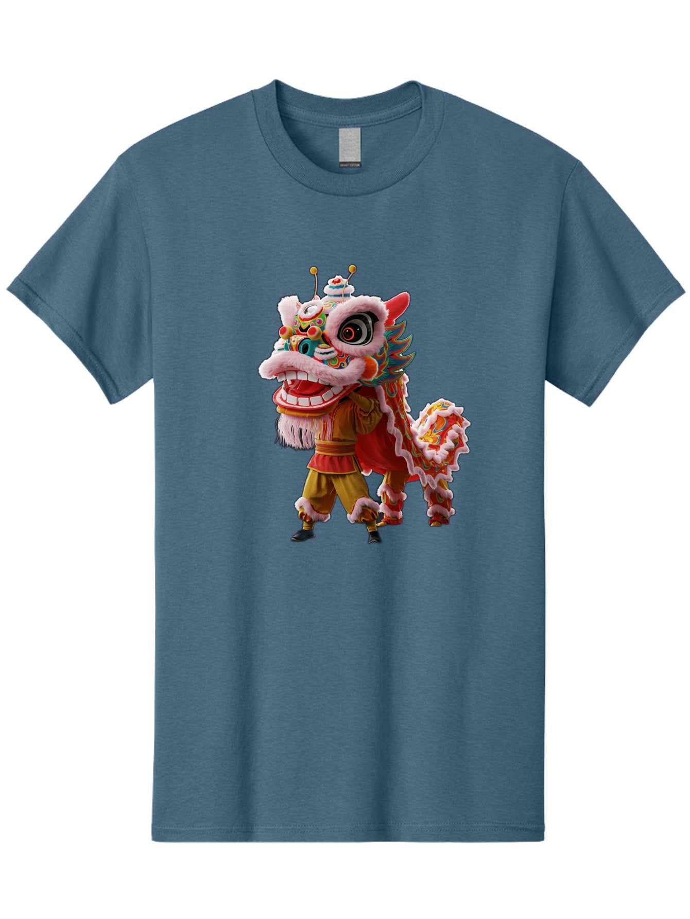 Dragon-Dance-Costume Men'S Graphic Tee, 100% Cotton, Comfortable Casual Summer Wear, Machine Washable, Lion Dance Costume, Traditional Chinese Dance, Vibrant Colors, Cultural Heritage, Festive Atmosphere, Mythical Creature, Chinese New Year, Baa556 4