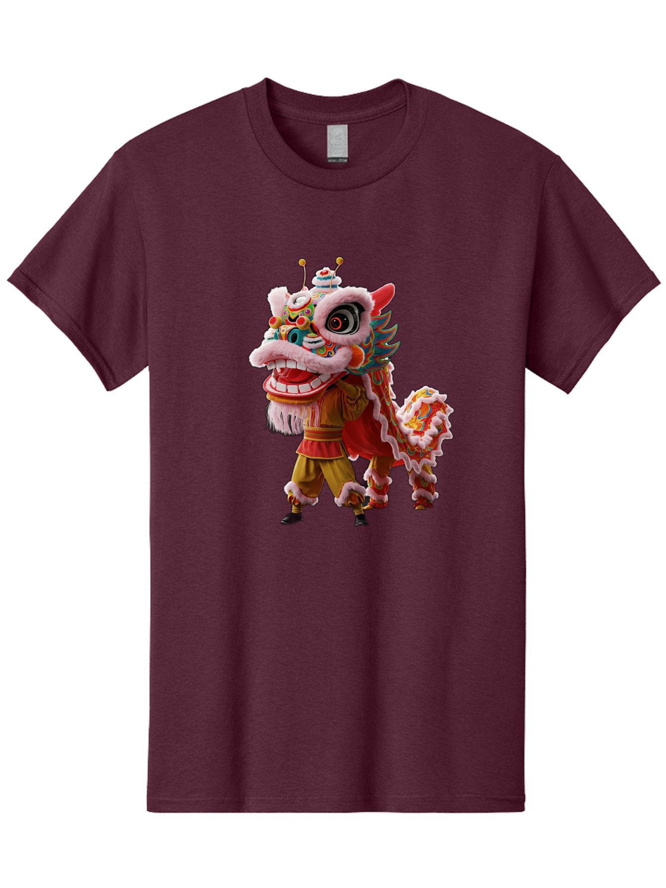 Dragon-Dance-Costume Men'S Graphic Tee, 100% Cotton, Comfortable Casual Summer Wear, Machine Washable, Lion Dance Costume, Traditional Chinese Dance, Vibrant Colors, Cultural Heritage, Festive Atmosphere, Mythical Creature, Chinese New Year, Baa556 11