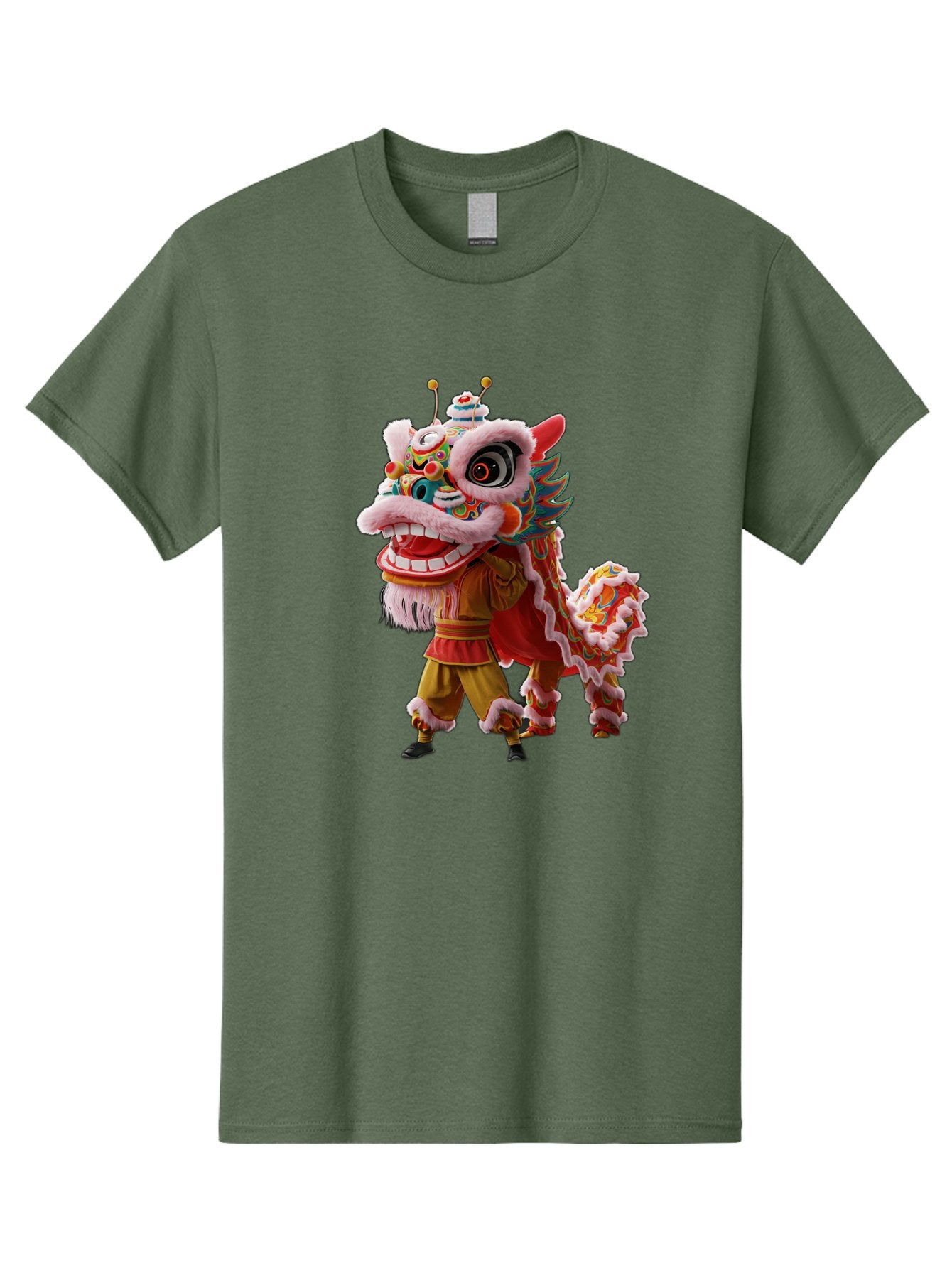 Dragon-Dance-Costume Men'S Graphic Tee, 100% Cotton, Comfortable Casual Summer Wear, Machine Washable, Lion Dance Costume, Traditional Chinese Dance, Vibrant Colors, Cultural Heritage, Festive Atmosphere, Mythical Creature, Chinese New Year, Baa556 5