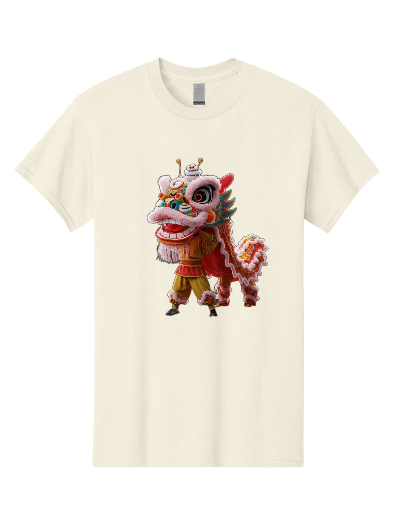 Dragon-Dance-Costume Men'S Graphic Tee, 100% Cotton, Comfortable Casual Summer Wear, Machine Washable, Lion Dance Costume, Traditional Chinese Dance, Vibrant Colors, Cultural Heritage, Festive Atmosphere, Mythical Creature, Chinese New Year, Baa556 13