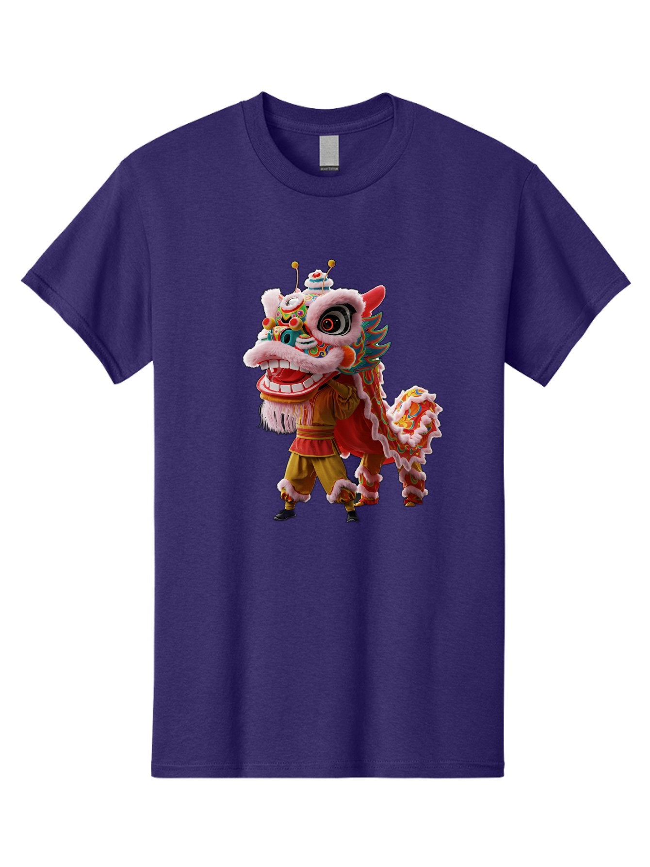 Dragon-Dance-Costume Men'S Graphic Tee, 100% Cotton, Comfortable Casual Summer Wear, Machine Washable, Lion Dance Costume, Traditional Chinese Dance, Vibrant Colors, Cultural Heritage, Festive Atmosphere, Mythical Creature, Chinese New Year, Baa556 3