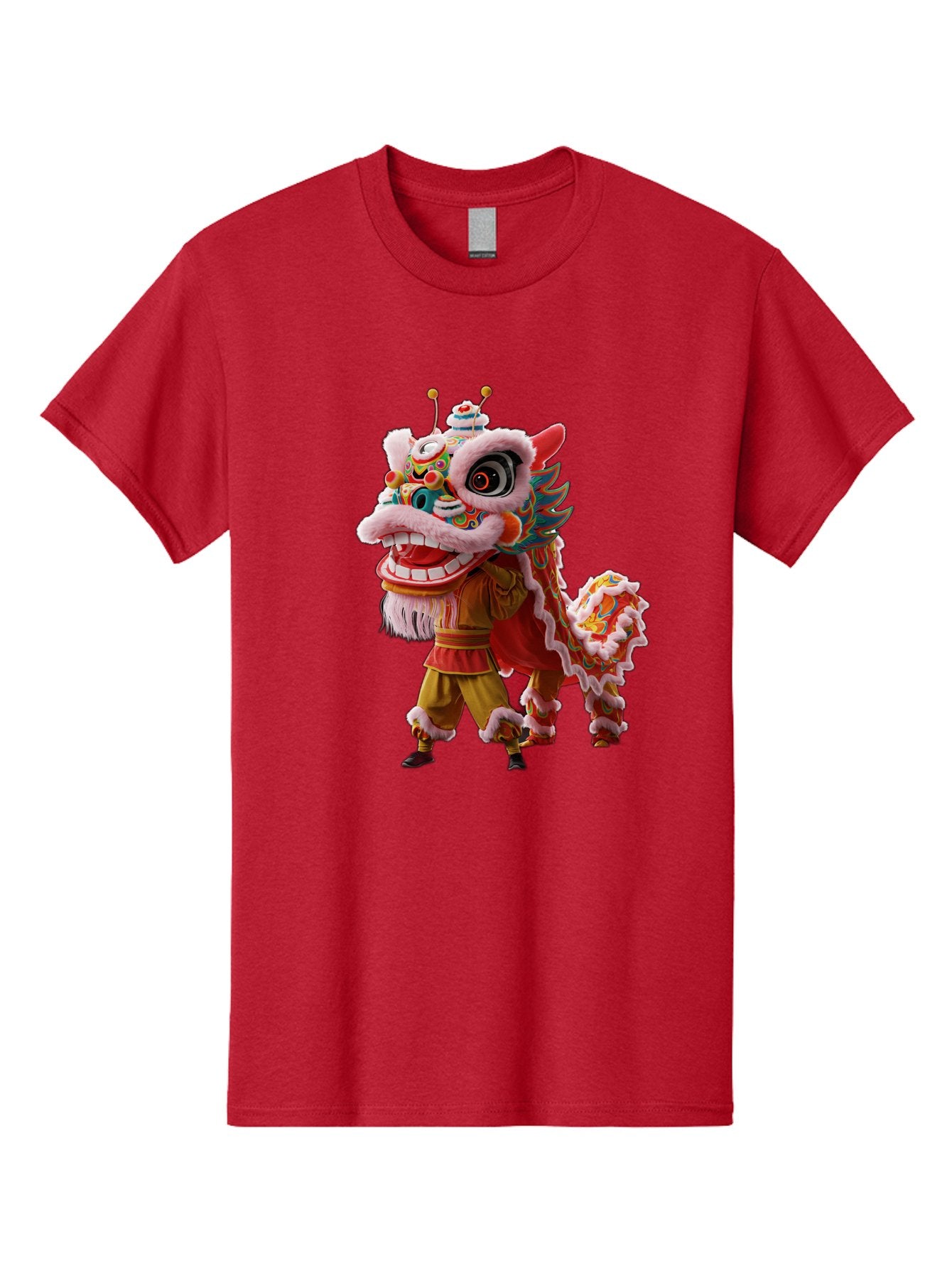 Dragon-Dance-Costume Men'S Graphic Tee, 100% Cotton, Comfortable Casual Summer Wear, Machine Washable, Lion Dance Costume, Traditional Chinese Dance, Vibrant Colors, Cultural Heritage, Festive Atmosphere, Mythical Creature, Chinese New Year, Baa556 7