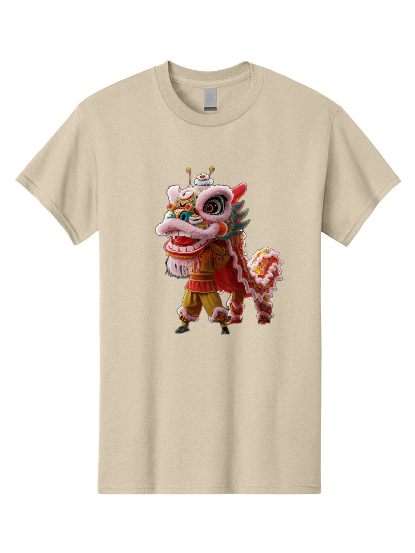 Dragon-Dance-Costume Men'S Graphic Tee, 100% Cotton, Comfortable Casual Summer Wear, Machine Washable, Lion Dance Costume, Traditional Chinese Dance, Vibrant Colors, Cultural Heritage, Festive Atmosphere, Mythical Creature, Chinese New Year, Baa556 15