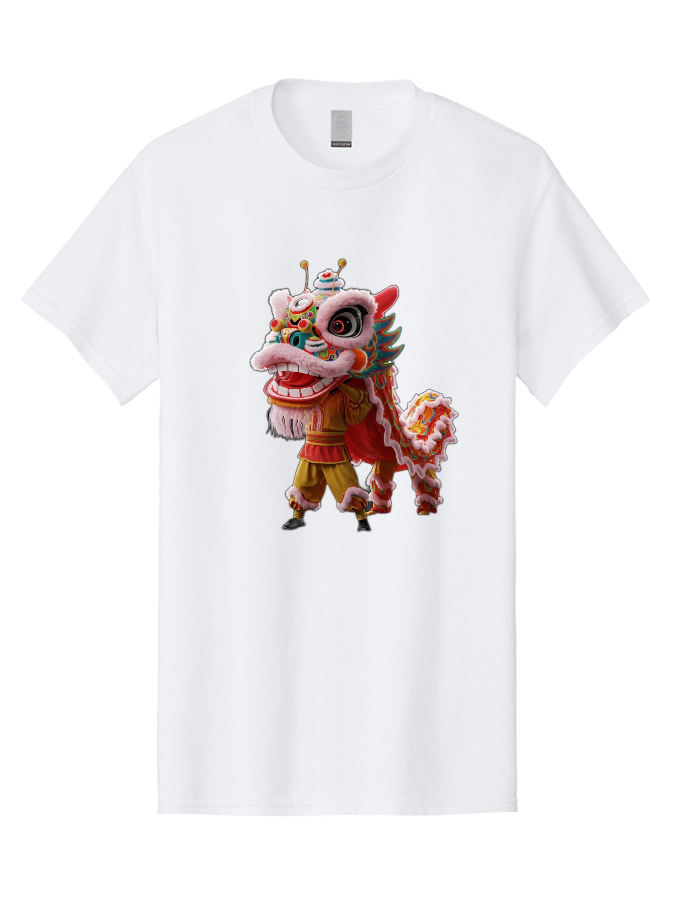 Dragon-Dance-Costume Men'S Graphic Tee, 100% Cotton, Comfortable Casual Summer Wear, Machine Washable, Lion Dance Costume, Traditional Chinese Dance, Vibrant Colors, Cultural Heritage, Festive Atmosphere, Mythical Creature, Chinese New Year, Baa556 10