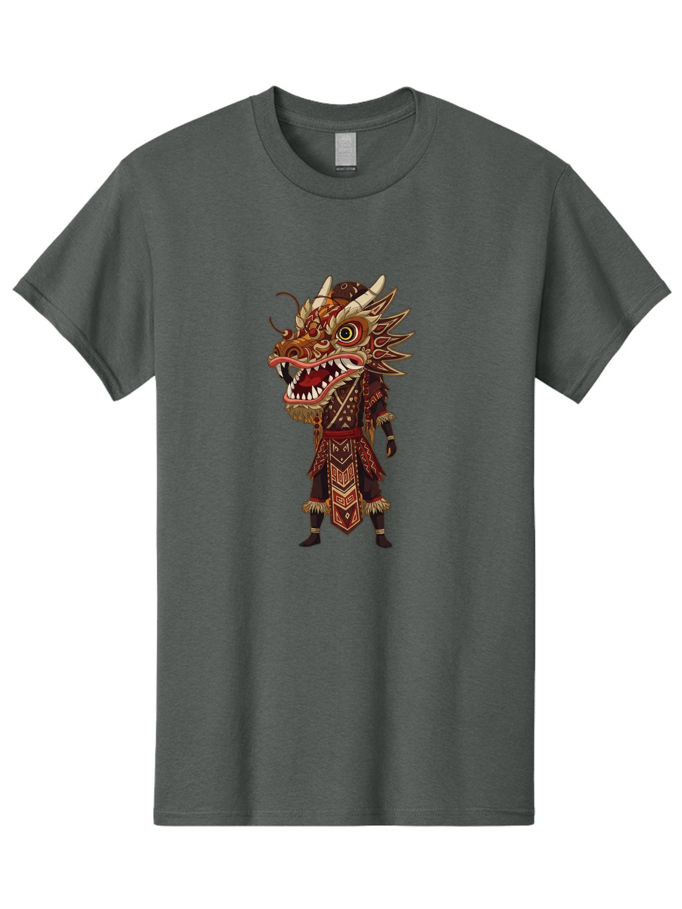 Dragon-Dancer Men'S Graphic Tee, 100% Cotton, Comfortable Casual Summer Wear, Machine Washable, Dragon Head Costume, Cultural Attire, Traditional Clothing, Mythological Creature, Festival Wear, Elaborate Design, Sharp Teeth, Mythical Being, Baa559 6