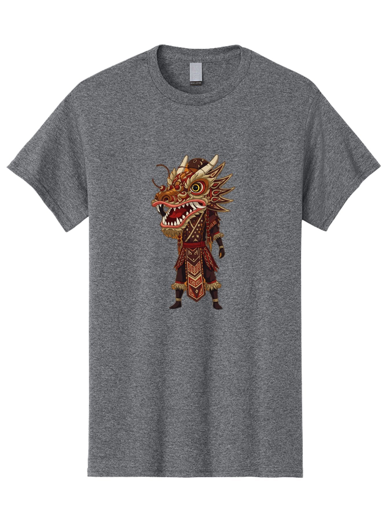 Dragon-Dancer Men'S Graphic Tee, 100% Cotton, Comfortable Casual Summer Wear, Machine Washable, Dragon Head Costume, Cultural Attire, Traditional Clothing, Mythological Creature, Festival Wear, Elaborate Design, Sharp Teeth, Mythical Being, Baa559