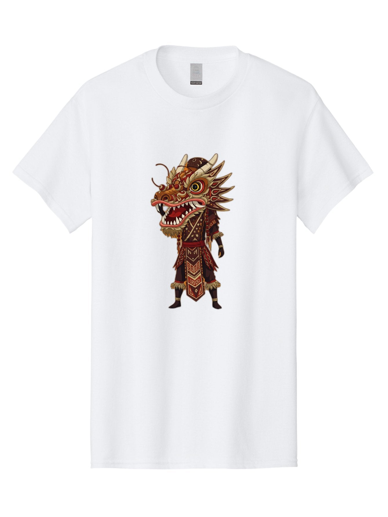 Dragon-Dancer Men'S Graphic Tee, 100% Cotton, Comfortable Casual Summer Wear, Machine Washable, Dragon Head Costume, Cultural Attire, Traditional Clothing, Mythological Creature, Festival Wear, Elaborate Design, Sharp Teeth, Mythical Being, Baa559 8