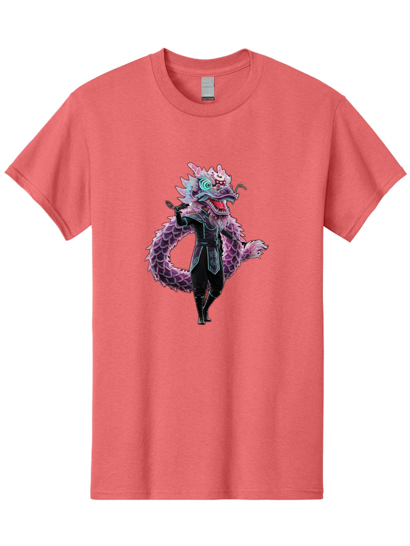 Dragon-Headed-Humanoid Men'S Graphic Tee, 100% Cotton, Comfortable Casual Summer Wear, Machine Washable, Fantasy Dragon Costume, Purple Scales, Ninja Outfit, Martial Arts Pose, Glowing Eyes, Futuristic Design, Mystical Creature, Anime Style, Baa560 4