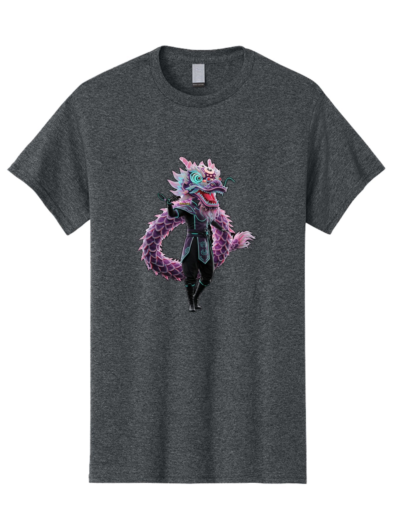 Dragon-Headed-Humanoid Men'S Graphic Tee, 100% Cotton, Comfortable Casual Summer Wear, Machine Washable, Fantasy Dragon Costume, Purple Scales, Ninja Outfit, Martial Arts Pose, Glowing Eyes, Futuristic Design, Mystical Creature, Anime Style, Baa560