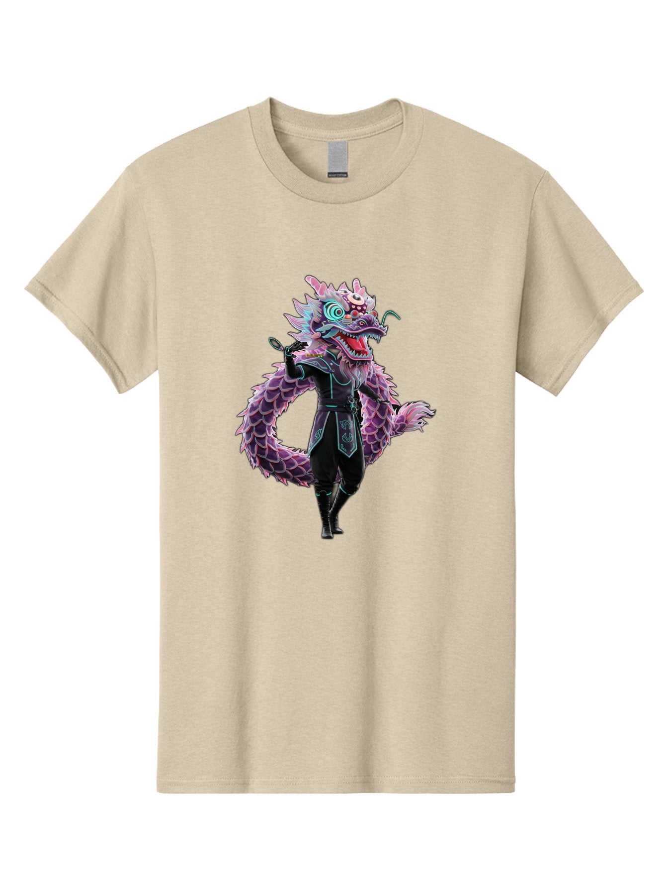 Dragon-Headed-Humanoid Men'S Graphic Tee, 100% Cotton, Comfortable Casual Summer Wear, Machine Washable, Fantasy Dragon Costume, Purple Scales, Ninja Outfit, Martial Arts Pose, Glowing Eyes, Futuristic Design, Mystical Creature, Anime Style, Baa560 8