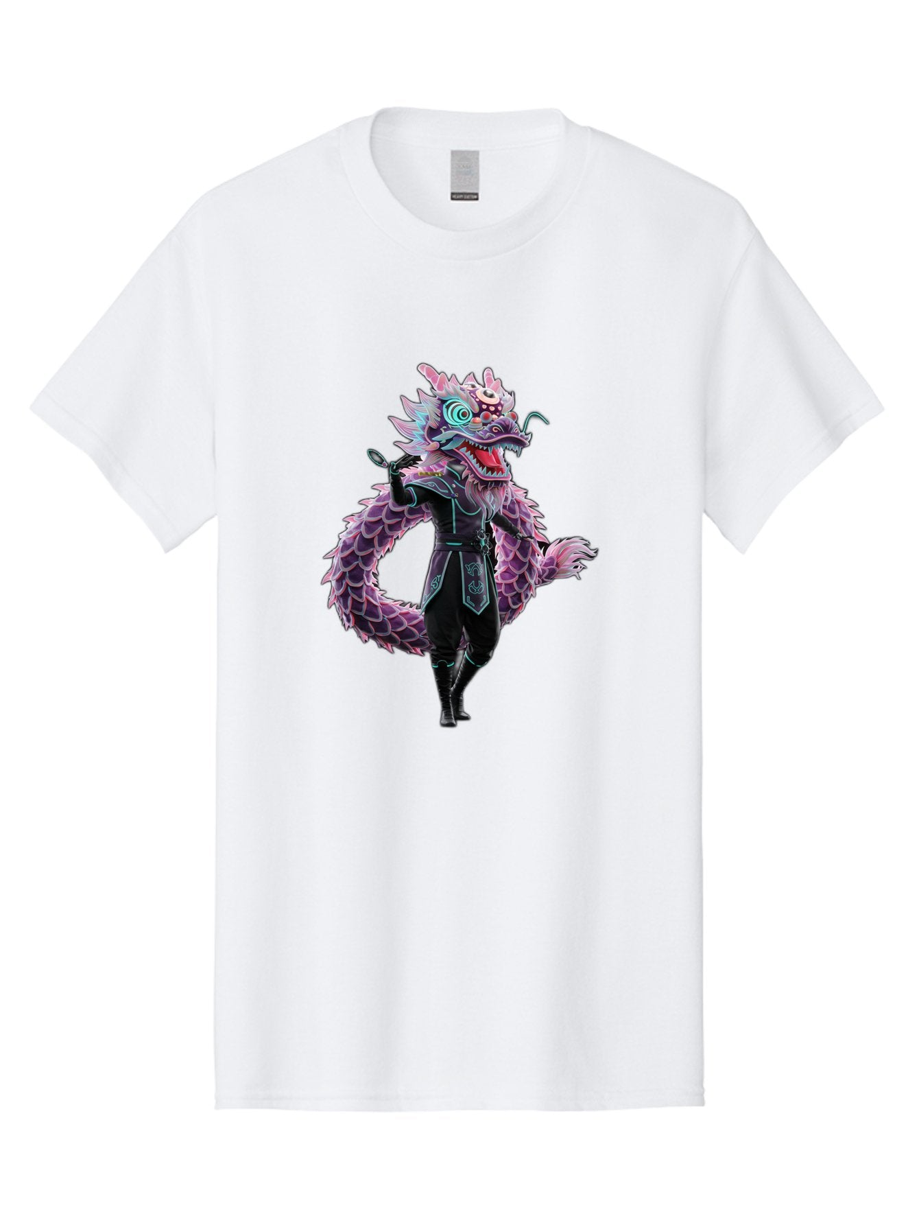 Dragon-Headed-Humanoid Men'S Graphic Tee, 100% Cotton, Comfortable Casual Summer Wear, Machine Washable, Fantasy Dragon Costume, Purple Scales, Ninja Outfit, Martial Arts Pose, Glowing Eyes, Futuristic Design, Mystical Creature, Anime Style, Baa560 3