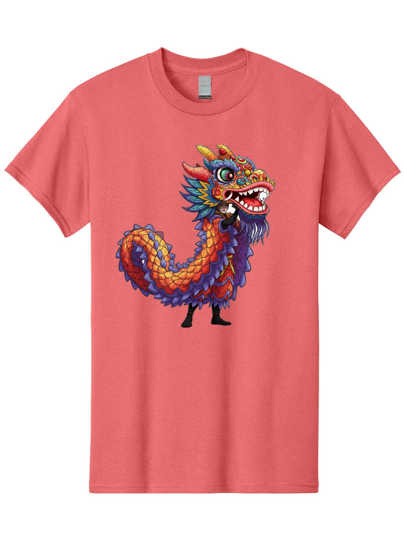Dragon Men'S Graphic Tee, 100% Cotton, Comfortable Casual Summer Wear, Machine Washable, Vibrant Dragon, Mythical Creature, Chinese Culture, Colorful Scales, Sharp Teeth, Bold Design, Fantasy Art, Cartoon Style Baa563 7