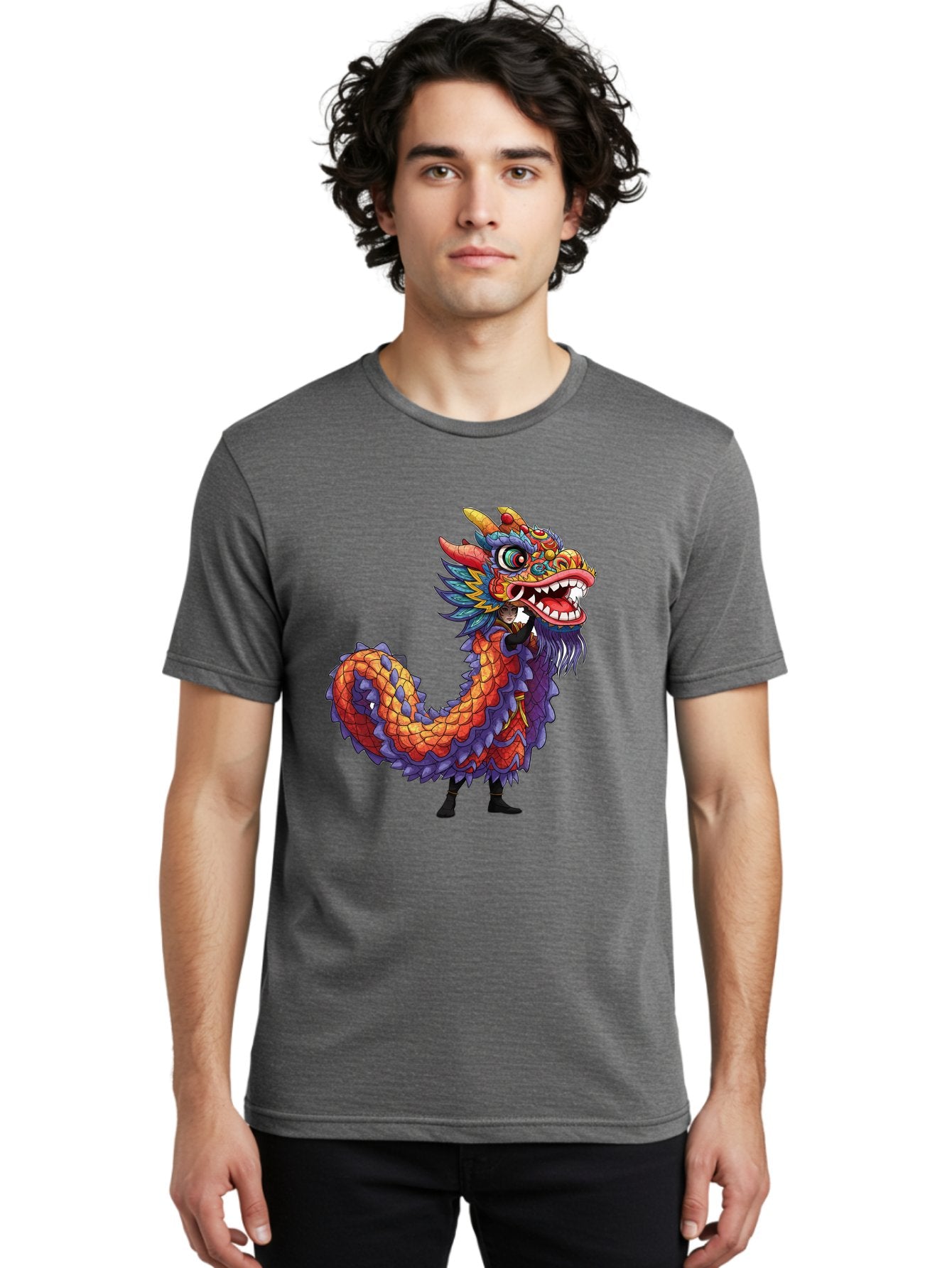 Dragon Men'S Graphic Tee, 100% Cotton, Comfortable Casual Summer Wear, Machine Washable, Vibrant Dragon, Mythical Creature, Chinese Culture, Colorful Scales, Sharp Teeth, Bold Design, Fantasy Art, Cartoon Style Baa563 17