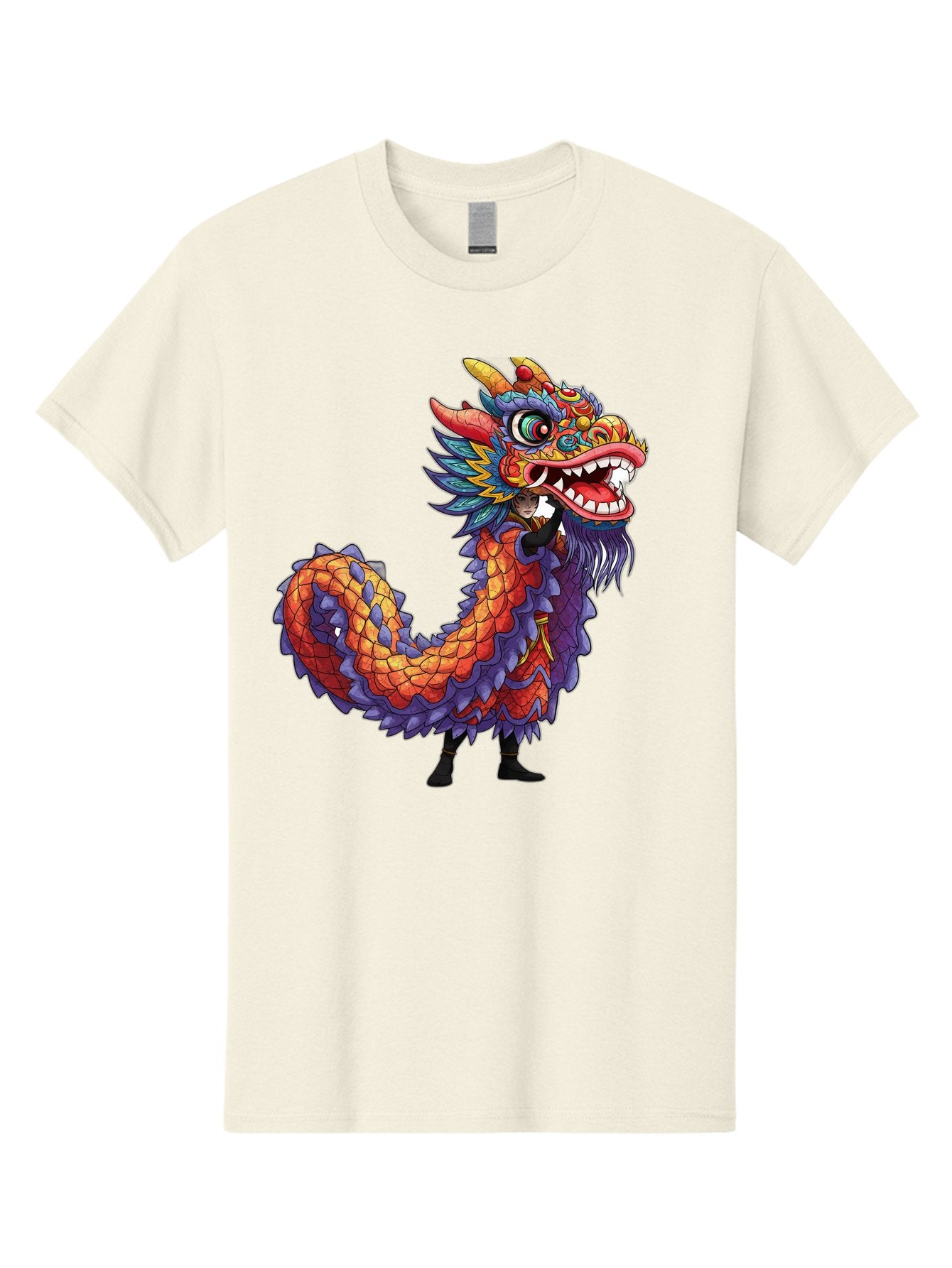 Dragon Men'S Graphic Tee, 100% Cotton, Comfortable Casual Summer Wear, Machine Washable, Vibrant Dragon, Mythical Creature, Chinese Culture, Colorful Scales, Sharp Teeth, Bold Design, Fantasy Art, Cartoon Style Baa563
